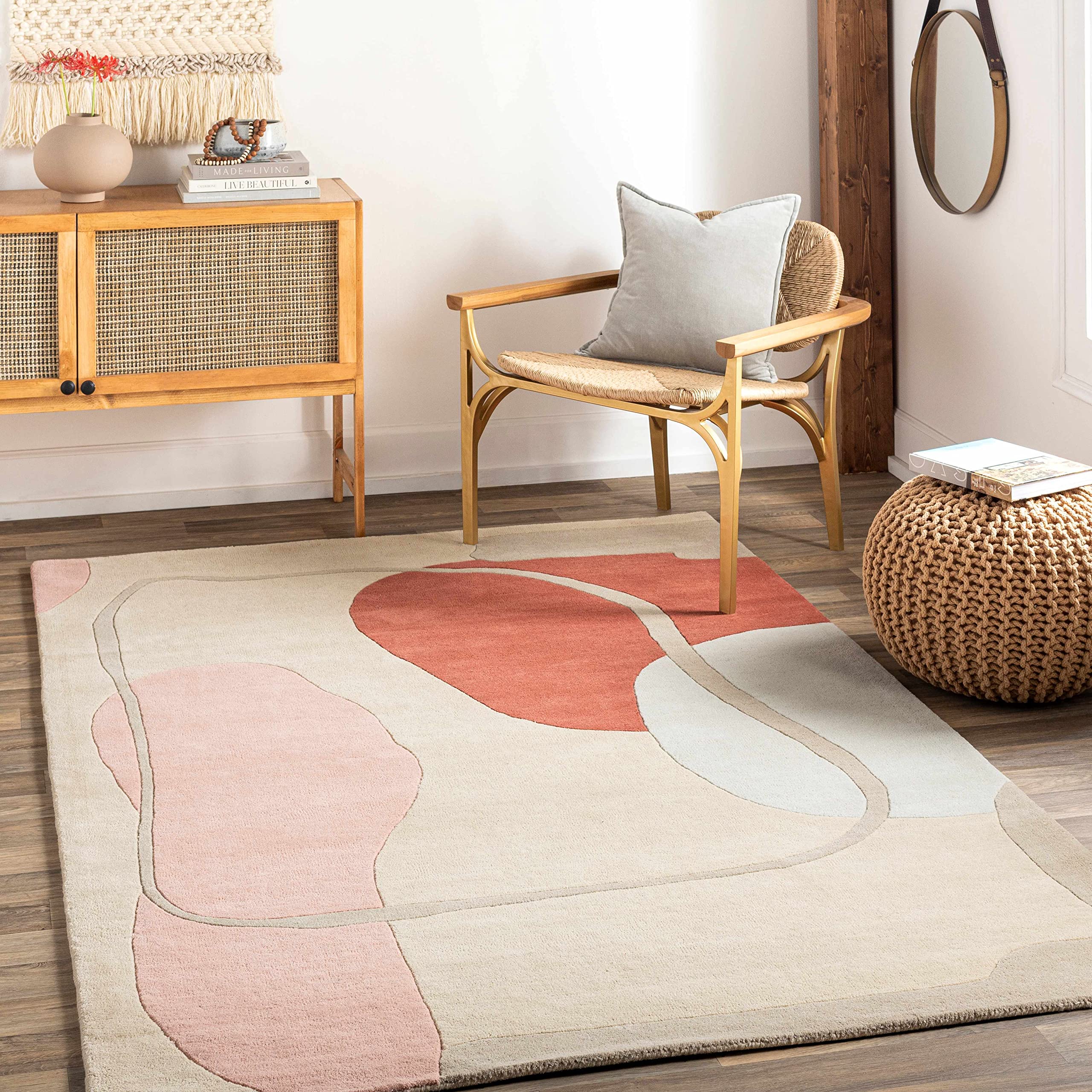 Modern Geometric Wool Area Rug 5' x 7'6