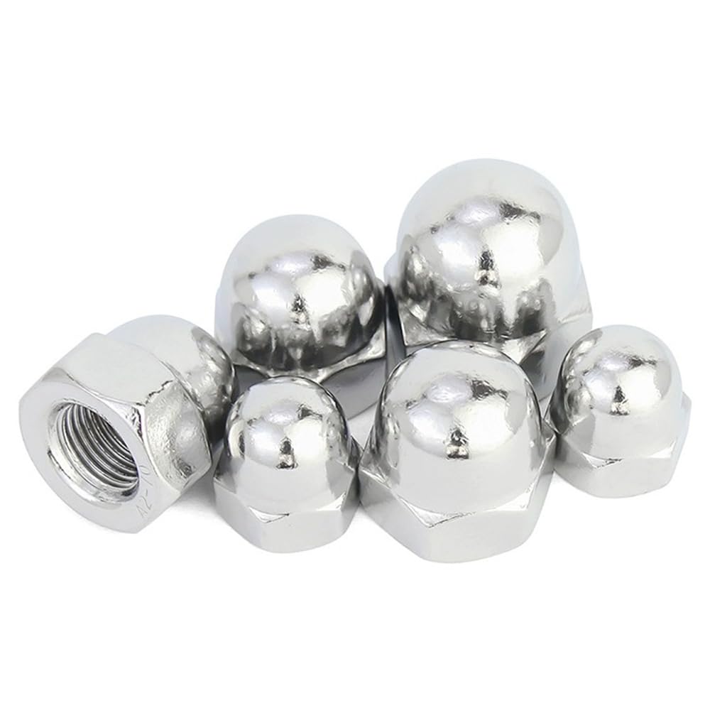 M5 Acorn Cap Nuts - M5x0.8mm Dome Head Hex Nuts, 18-8 Stainless Steel Hardware Nuts (Bright Finish, Full Thread Coverage) - Pack of 50 - Ideal for Automotive, Furniture, and DIY Projects
