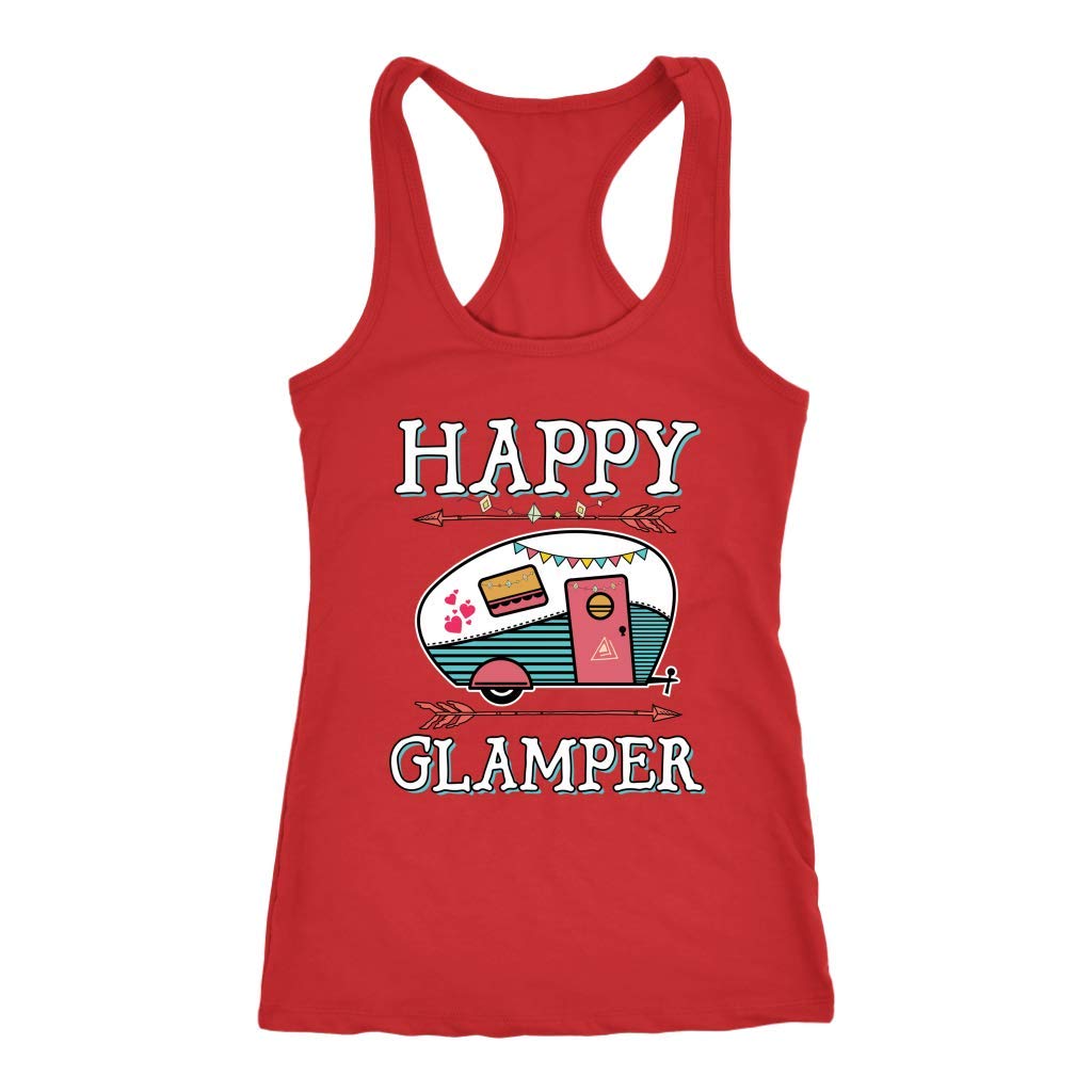 Happy Glamper Racerback Tank Top - Women's Outdoor Camping & Glamping Shirt - Perfect for Hiking, Festivals & Summer Adventures