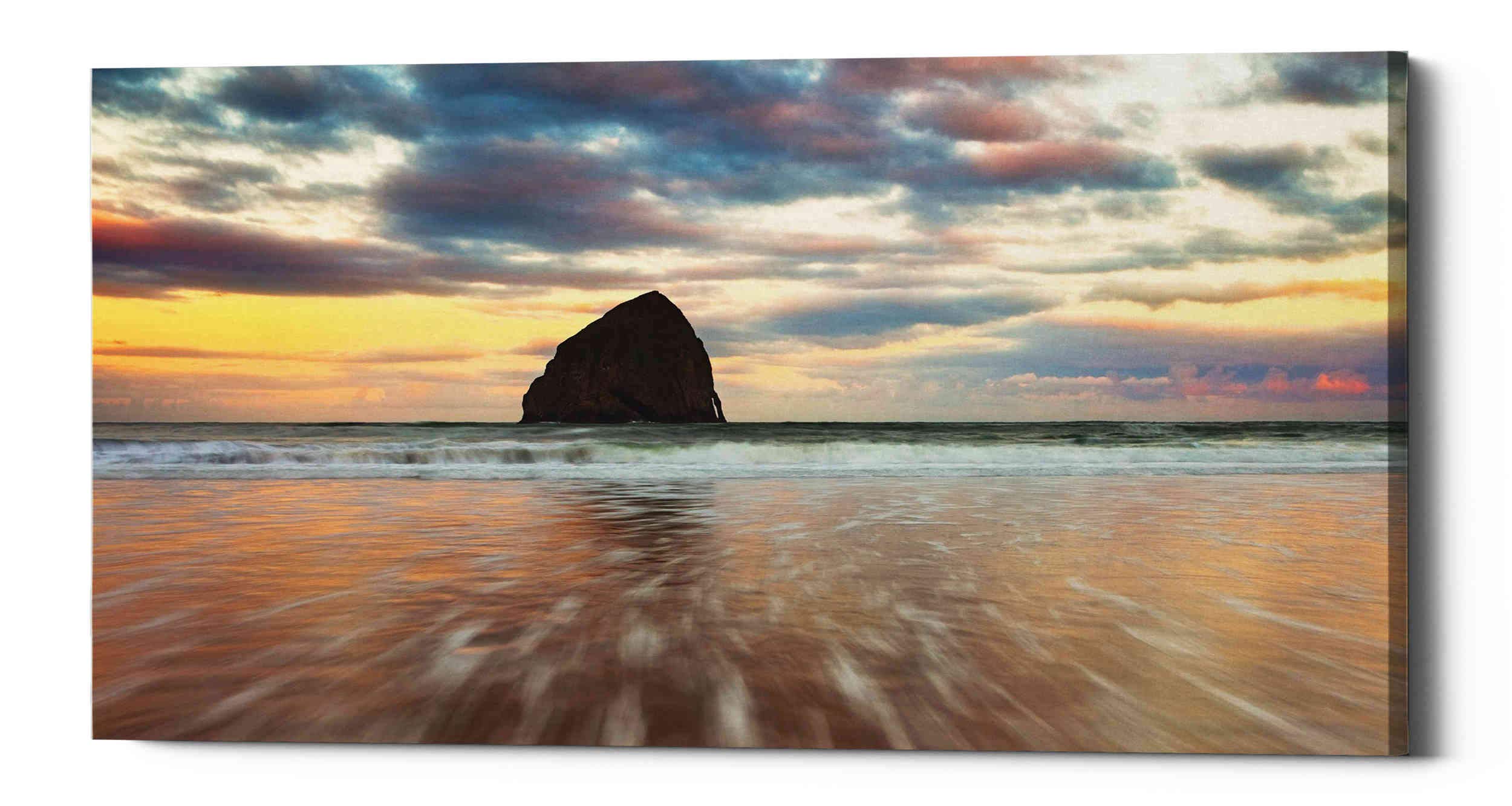 Darren White 'Cotton Candy Sunrise' Canvas Wall Art - 20x40 Inches - Handmade Oil Painting for Living Room, Bedroom & Office Decor