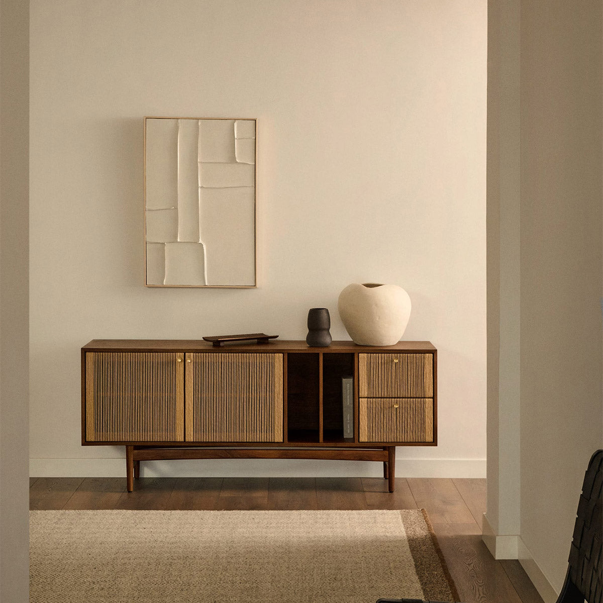 Kave Home Elan Sideboard - Modern Wood Buffet Cabinet with 2 Doors & 4 Drawers - Stylish Storage for Dining Room, Living Room or Entryway
