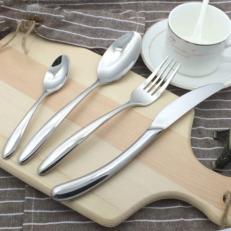 24-Piece 18/8 Stainless Steel Silverware Flatware Set - Luxury Western Dinner Knife Fork Spoon Cutlery Set for Restaurant & Home Dining (Color: Silver) - Perfect for Formal Dinners, Wedding Receptions & Holiday Entertaining