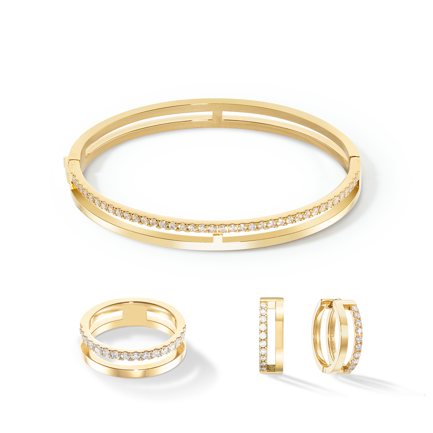 Eternal Unity Ring - 14K Gold Plated Crystal Couple Rings for Wedding, Engagement & Anniversary - Perfect Gift for Her & Him