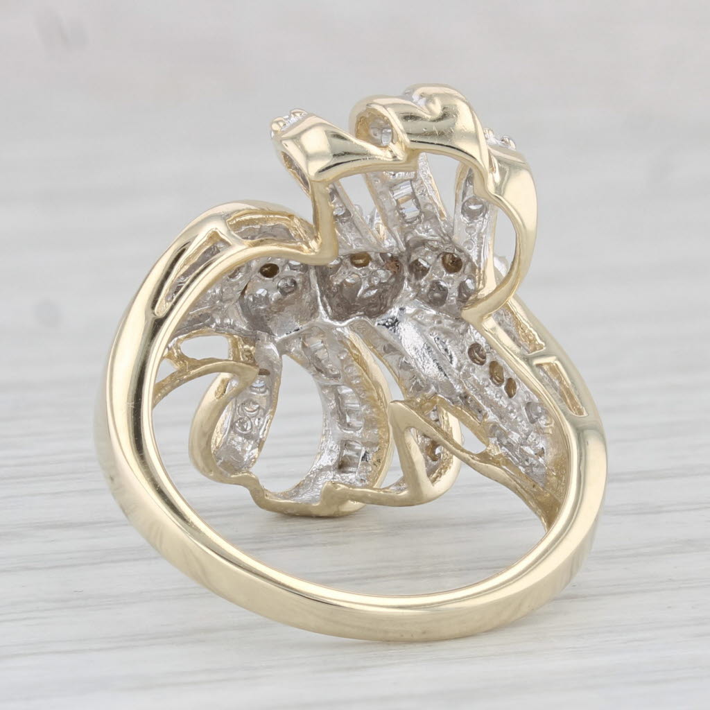 0.44ctw Diamond Bow Cocktail Ring in 10k Yellow Gold - Size 7.25 | Elegant Jewelry for Parties, Weddings & Special Occasions
