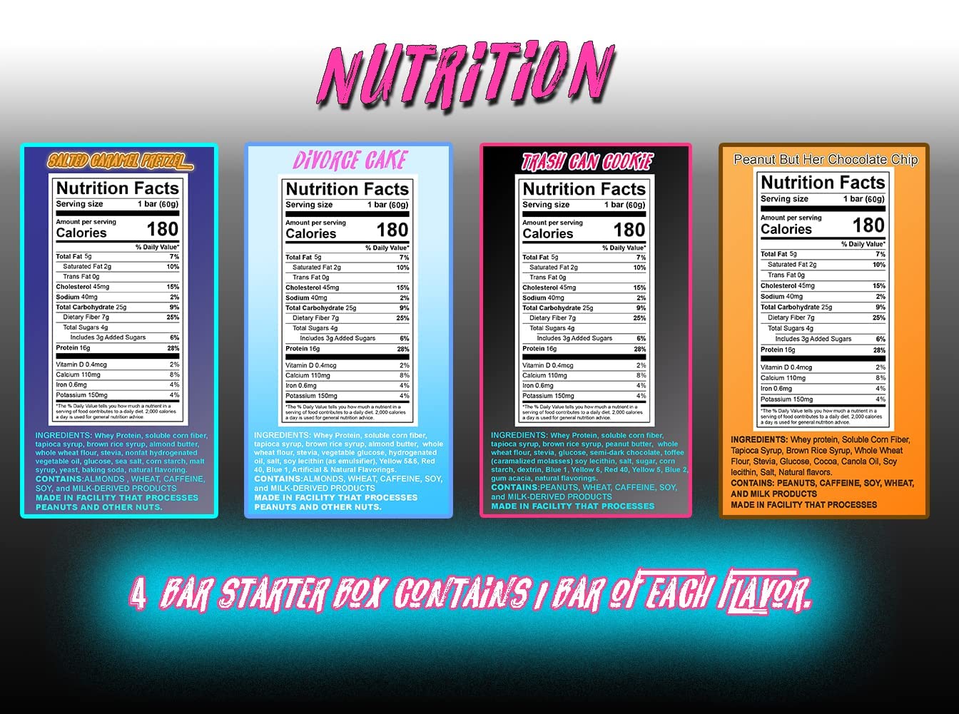 Caffeinated Protein Bars with Low Sugar - Energy Bars for Sports, Crossfit, Spin, Weight Watchers & Weight Loss Surgery - 4 Delicious Soft Bake Cookie Bars (Starter Pack) - Perfect for Pre-Workout, Post-Workout & On-the-Go Snacking