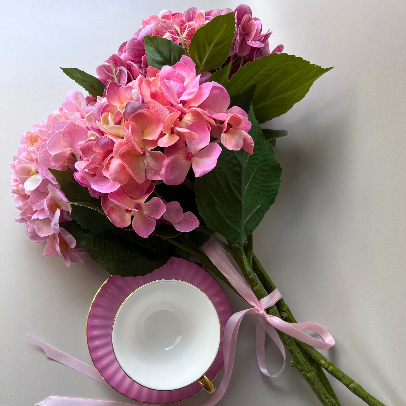 Real Touch Macrophilla Hydrangea Artificial Flowers - Light Pink Silk Hydrangea Stems for Home Decor, Wedding Centerpieces, and Floral Arrangements