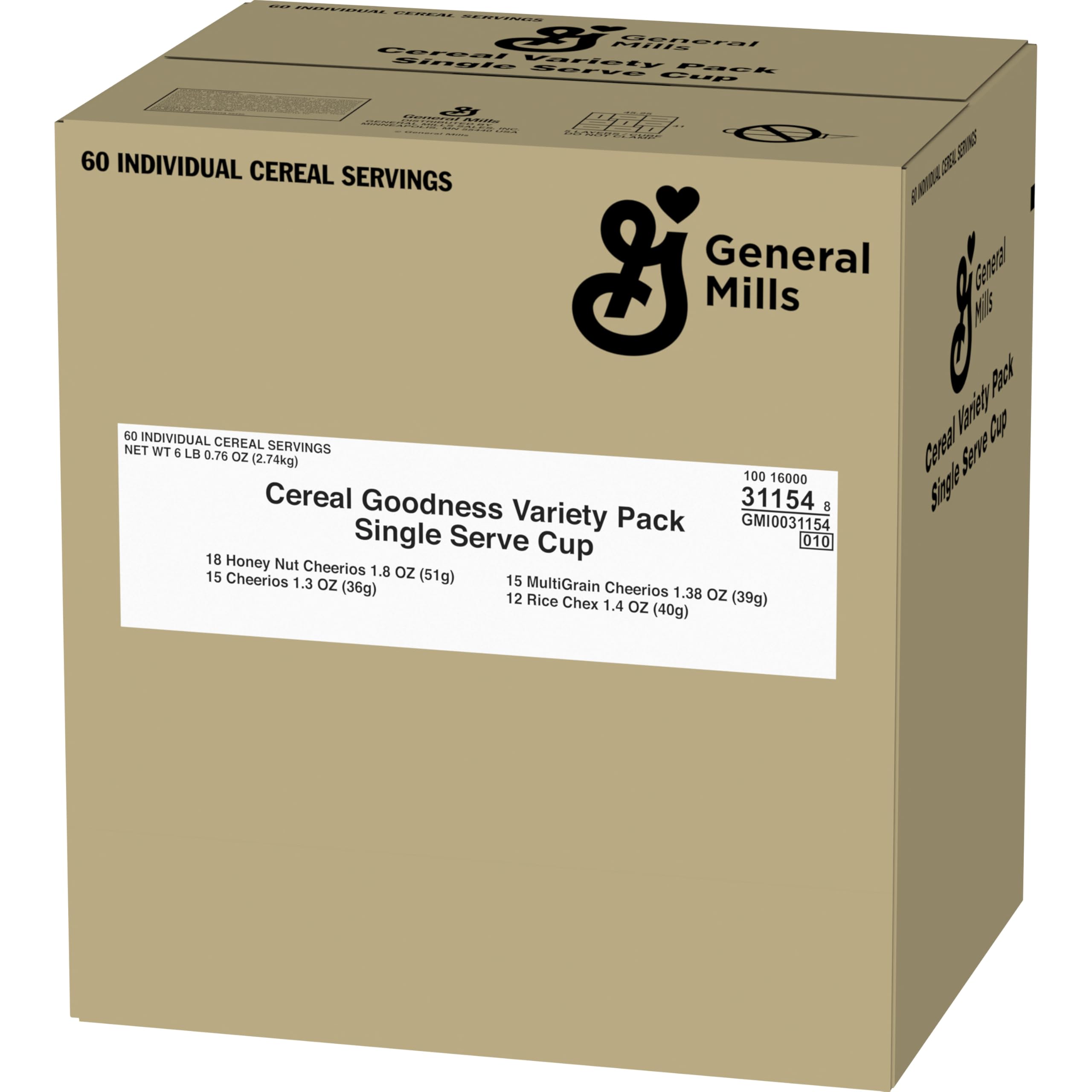 General Mills Cereals Variety Pack - 60 Single Serve Cups with Assorted Flavors | Breakfast Cereal for Kids, Office Snacks & On-the-Go Meals