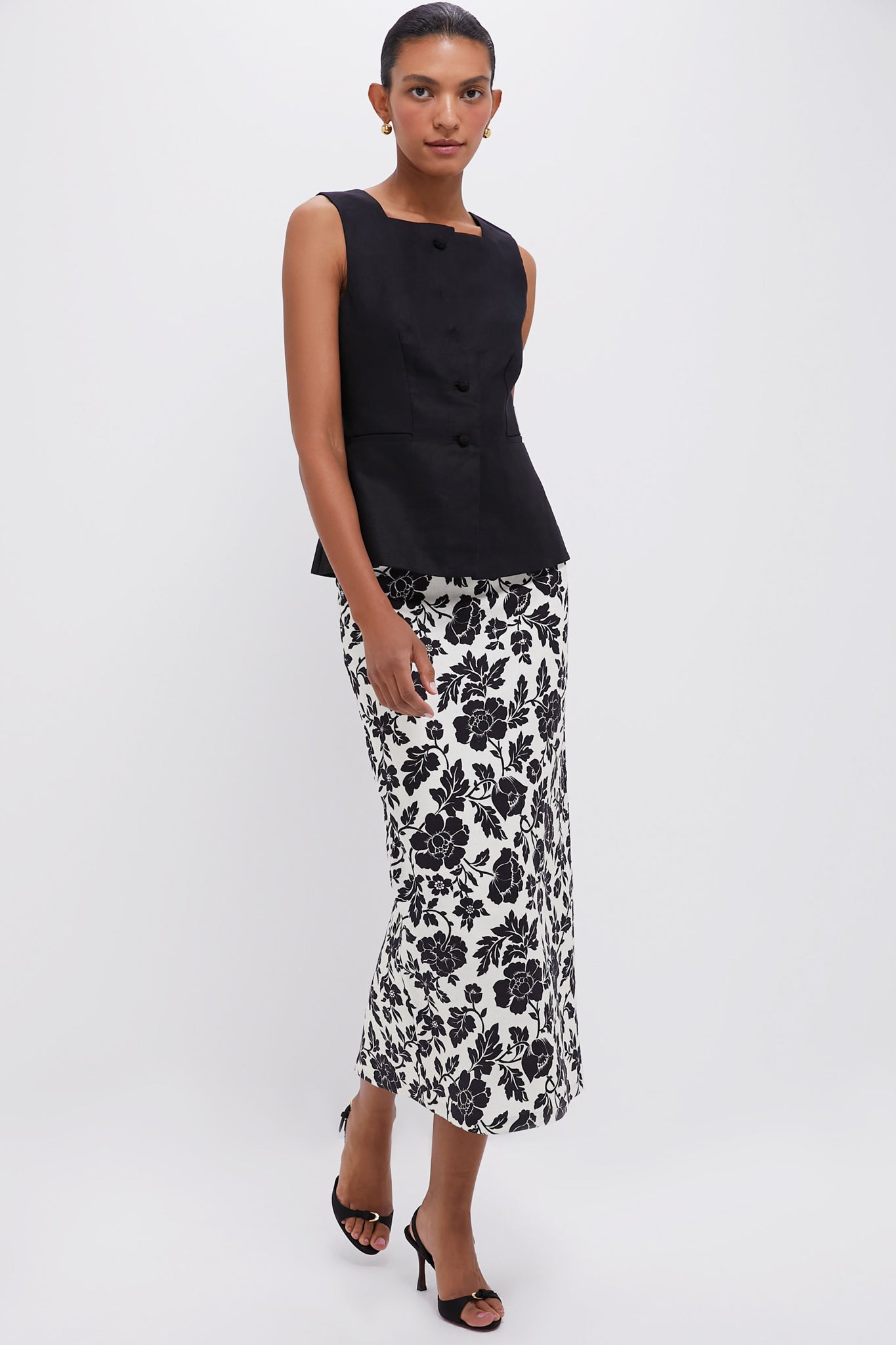 Elegant Black and Bone Romeo Column Skirt for Women - Perfect for Weddings, Parties, and Special Occasions