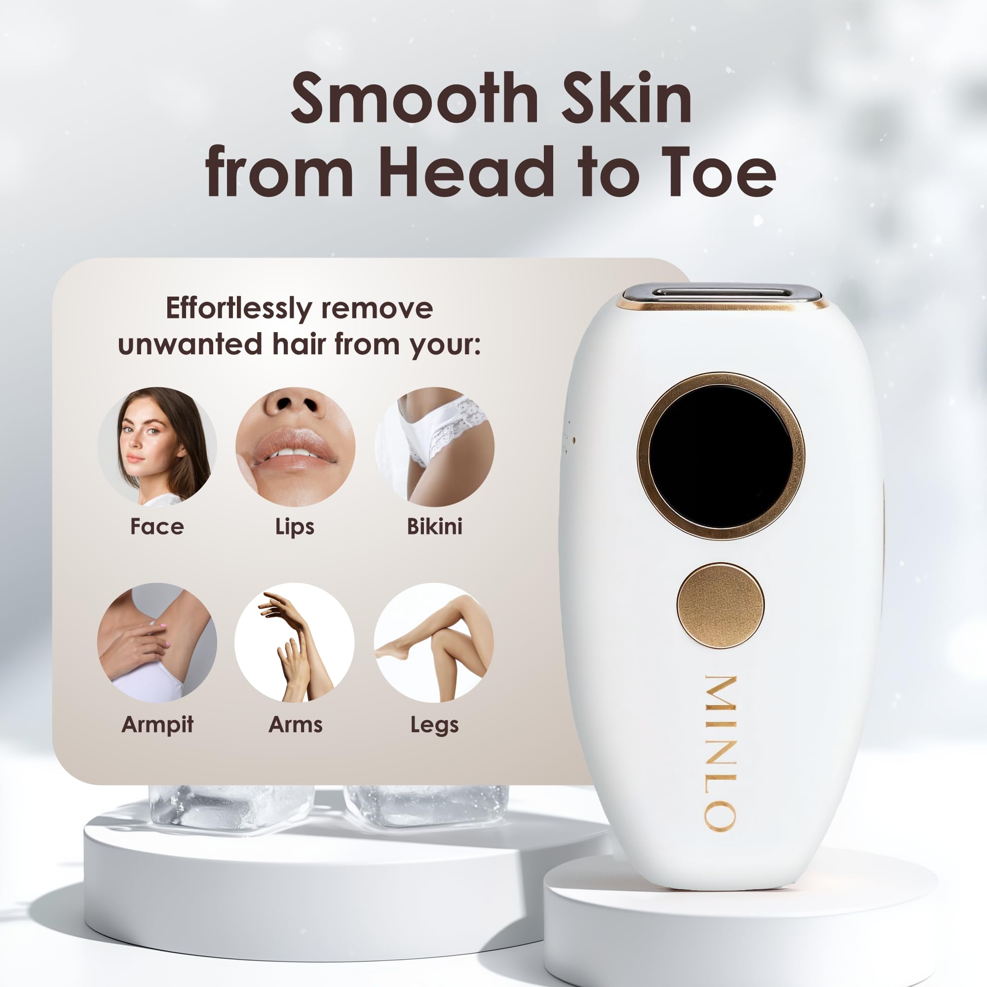 Best At-Home IPL Laser Hair Removal Device for Men & Women | Painless Permanent Hair Remover with Ice-Cooling Technology for Arms, Back, Legs, Bikini Line & Full Body | Safe for Sensitive Skin | Perfect for Smooth Skin & Confidence Boost