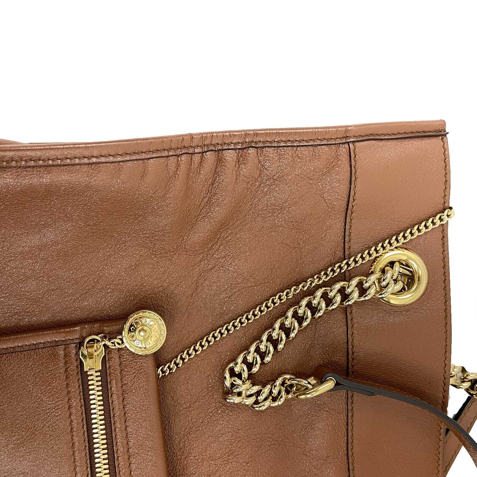 Gucci Rajah Tote Bag - Brown Leather Shoulder Bag with Detachable Pouch | Luxury Designer Handbag for Women, Work, Travel & Everyday Use