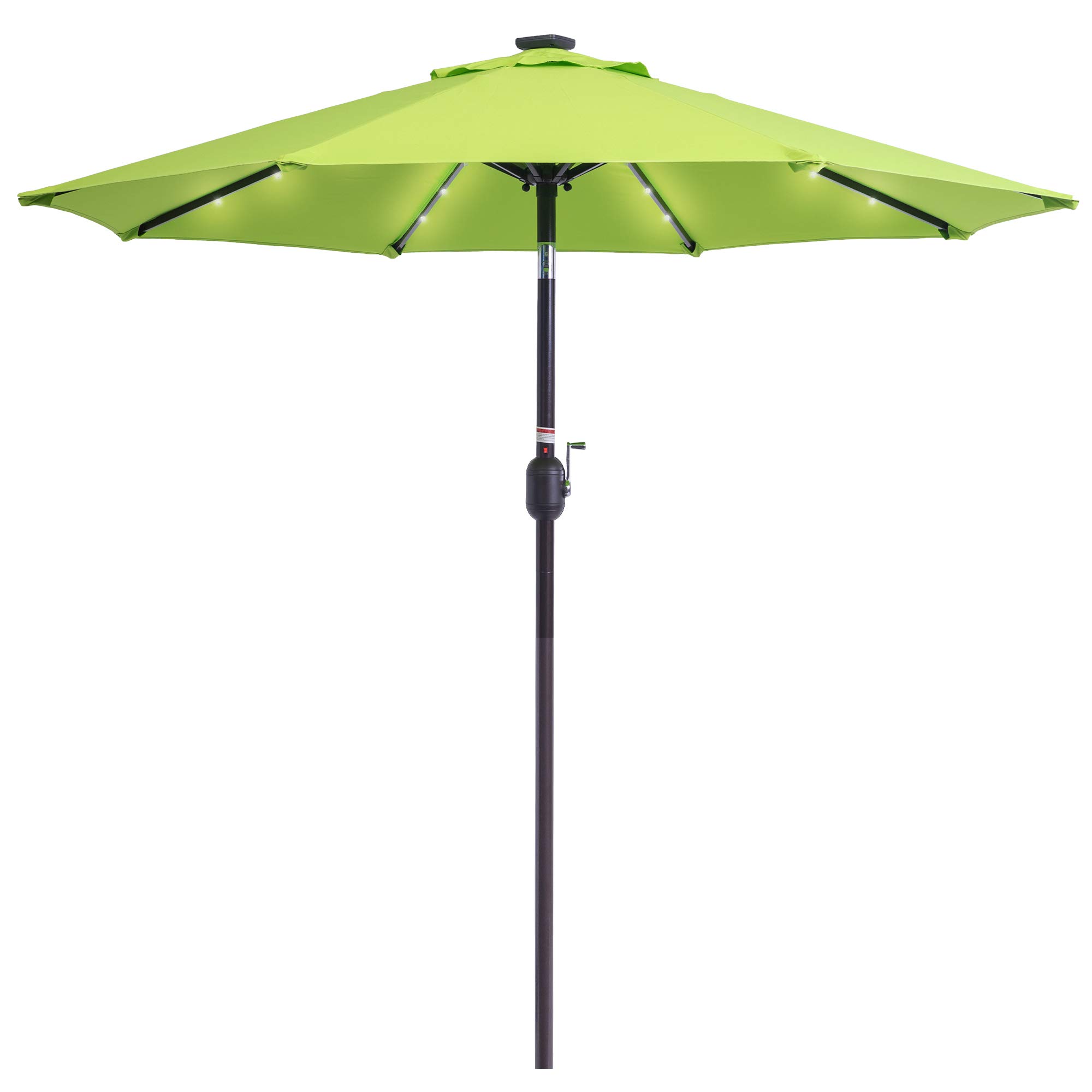 Sundale Outdoor 7 ft Solar Powered 24 LED Patio Umbrella with Crank & Tilt - Waterproof Polyester Canopy, 8 Steel Ribs for Garden, Deck, Poolside - Apple Green | Perfect for Backyard Dining, Pool Parties & Outdoor Relaxation