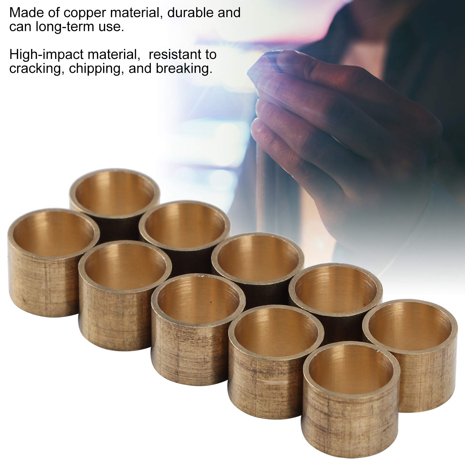 Premium Pool Cue Ferrules - 10MM Corrosion-Resistant Brass Billiard Tips with Low Permeability & Anti-Chipping Copper (No Teeth) for Professional Snooker & Pool Players - Perfect for Tournament Play & Home Game Rooms