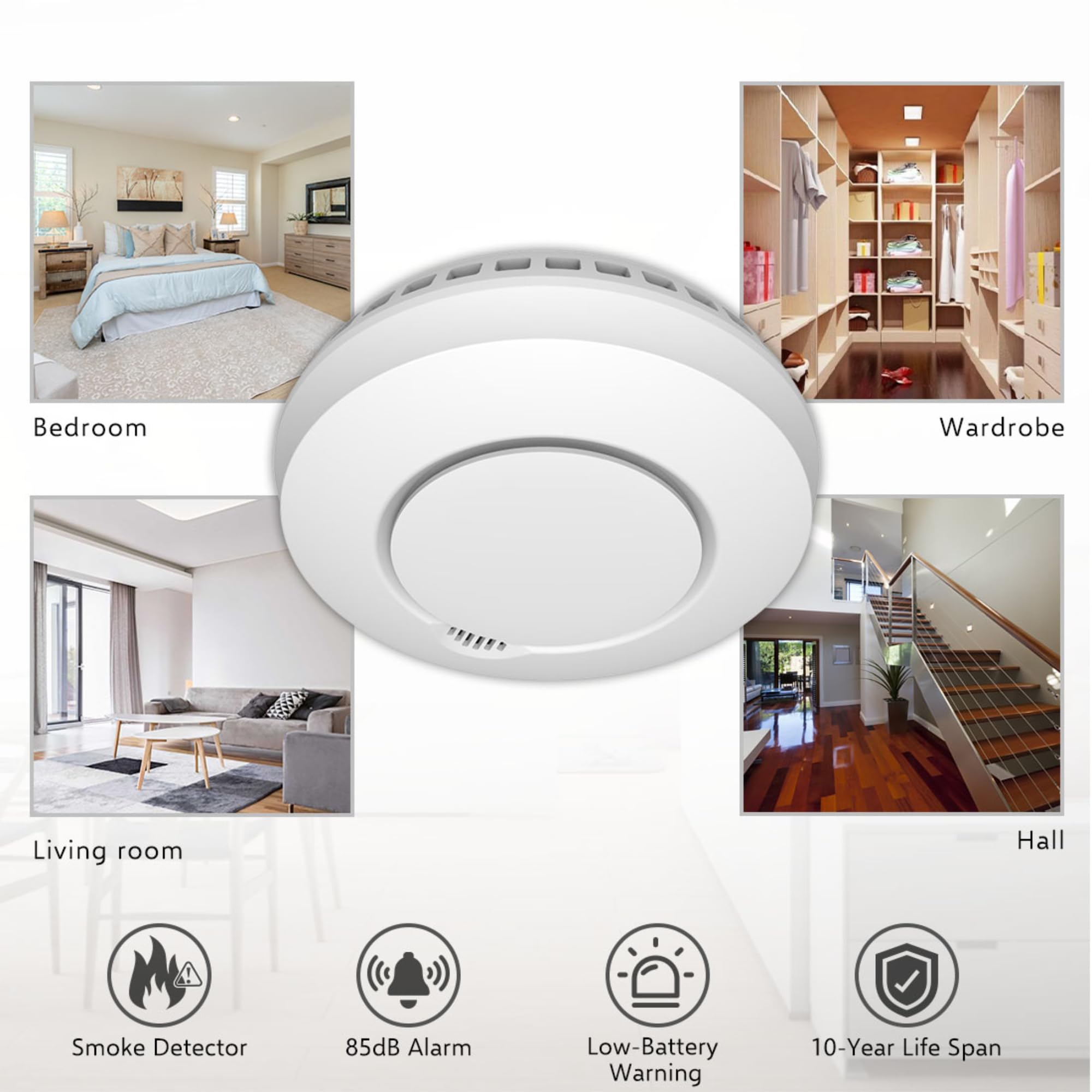 ELRO Connects SF500S - Complete Wireless Smoke Detector Kit with K2 Connector + 3 Smoke Alarms - Smartphone Alerts - EN14604 Certified - Ideal for Home & Office Safety Protection