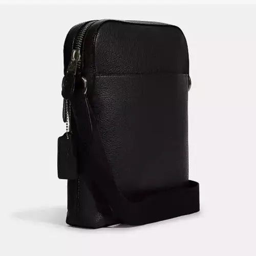 Authentic Coach 4010 Men's Houston Flight Bag in Premium Pebble Leather - Black | Stylish Carry-On for Business Travel & Weekend Getaways