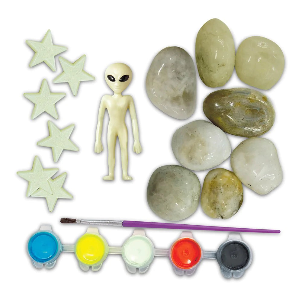 4M KidzMaker Glow in The Dark Space Rock Painting Kit - DIY Science & Art Activity for Kids Ages 5+ - Create Glowing Space-Themed Rocks for Bedroom Decor, Night Lights & STEM Learning Fun