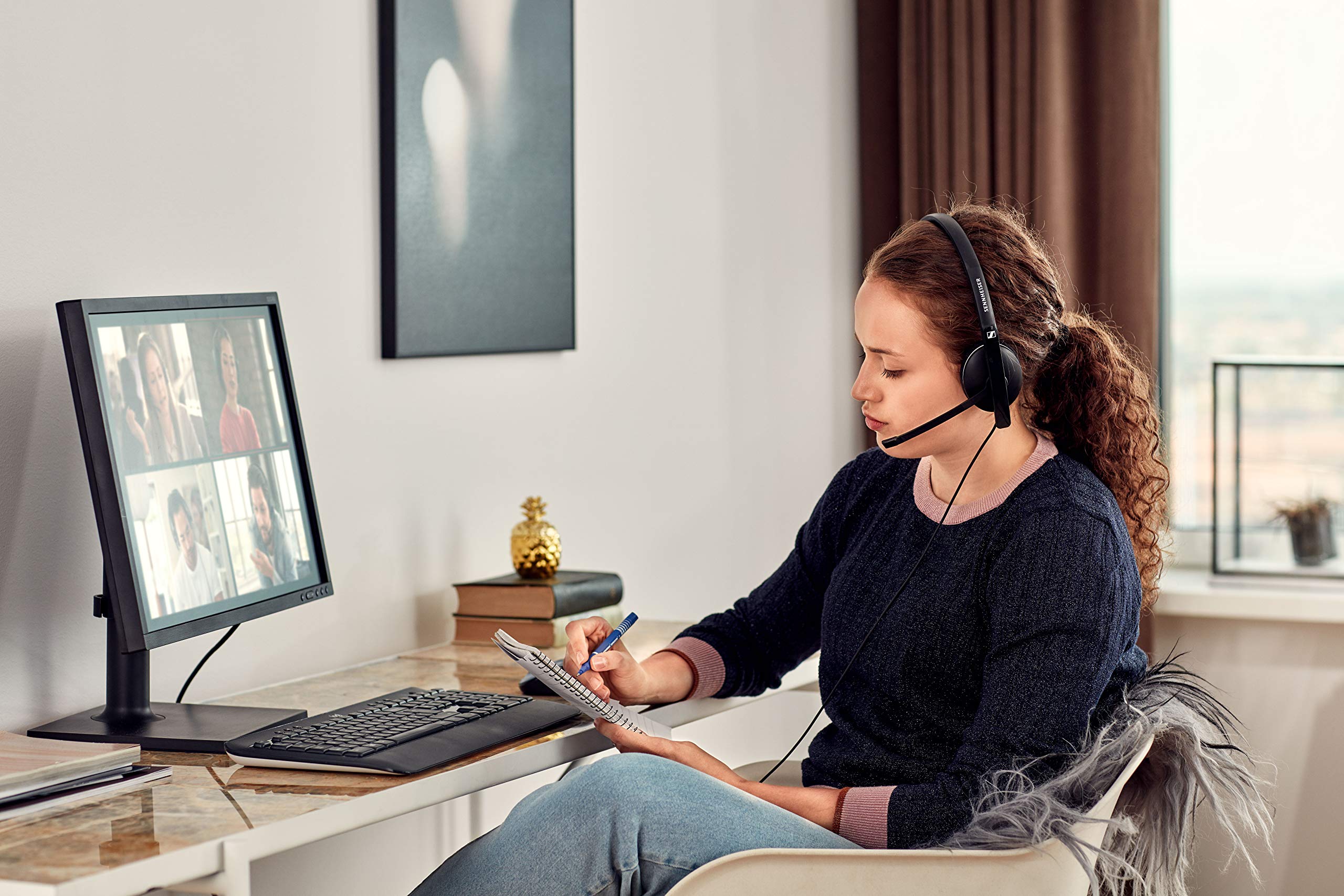 Sennheiser PC 3.2 Chat - Lightweight Stereo Gaming Headset with Noise-Cancelling Mic for PC - Perfect for Online Classes, Work Calls & Gaming - Comfortable Over-Ear Design for Long Sessions - Black