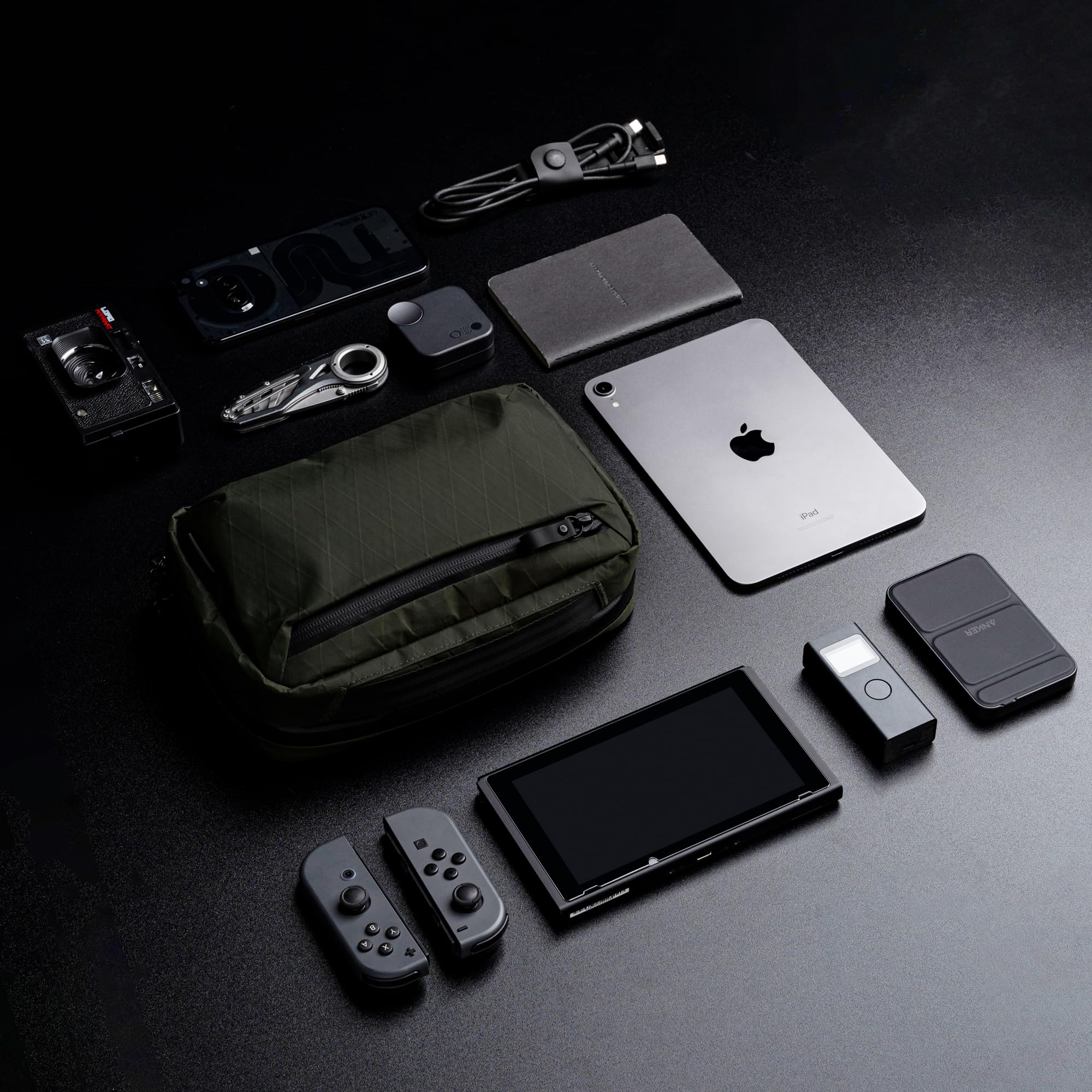 ALPAKA Elements Tech Case Max X-Pac VX21 - Convertible Sling Bag with Adjustable Strap, Waterproof Fabric & Lockable YKK Zippers for iPad Mini 6, Electronics, EDC Gear - Perfect for Travel, Work & Outdoor Adventures (Dark Green)