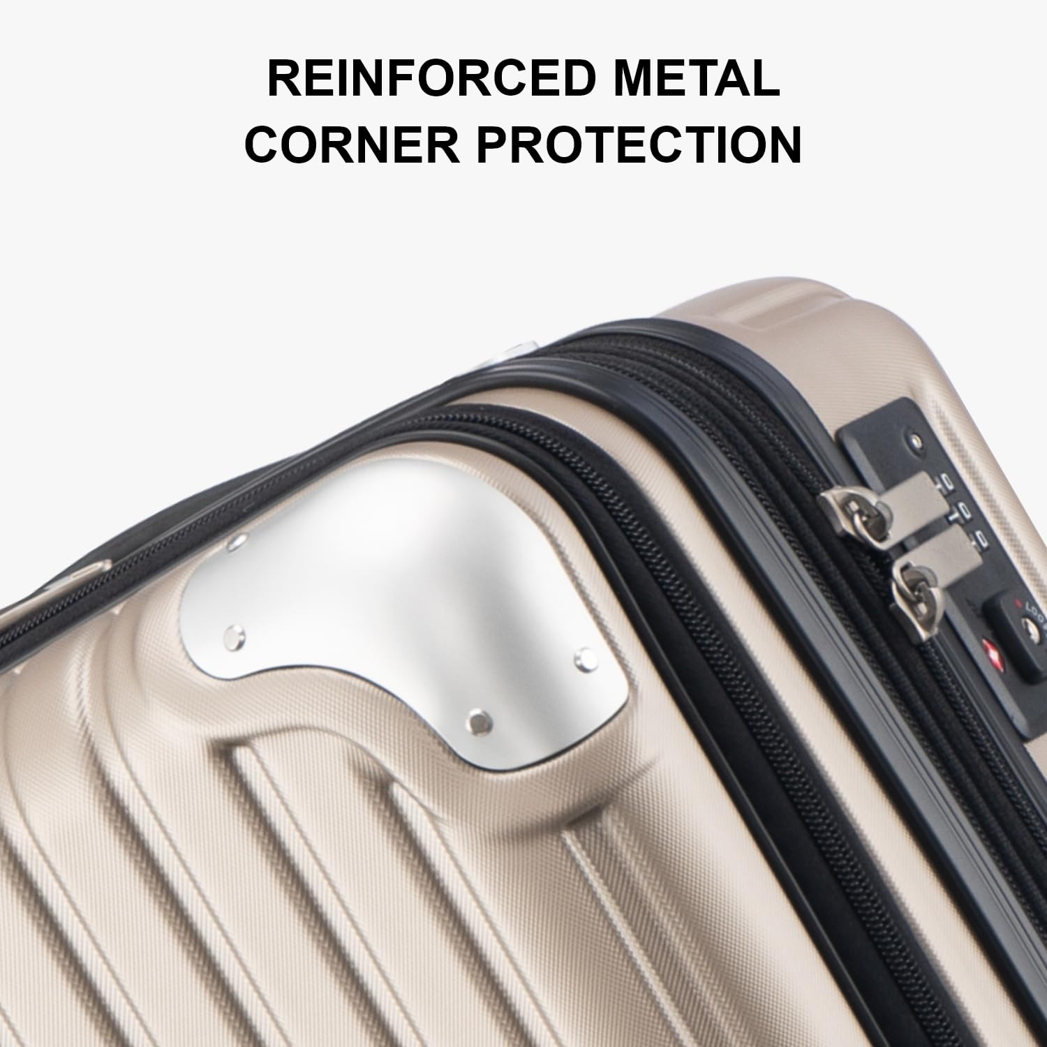 LEVEL8 20-Inch Expandable Hardshell Carry-On Luggage with 4 Spinner Wheels & TSA Locks - ABS+PC Lightweight Suitcase for Travel, Business Trips & Weekend Getaways (Champagne)