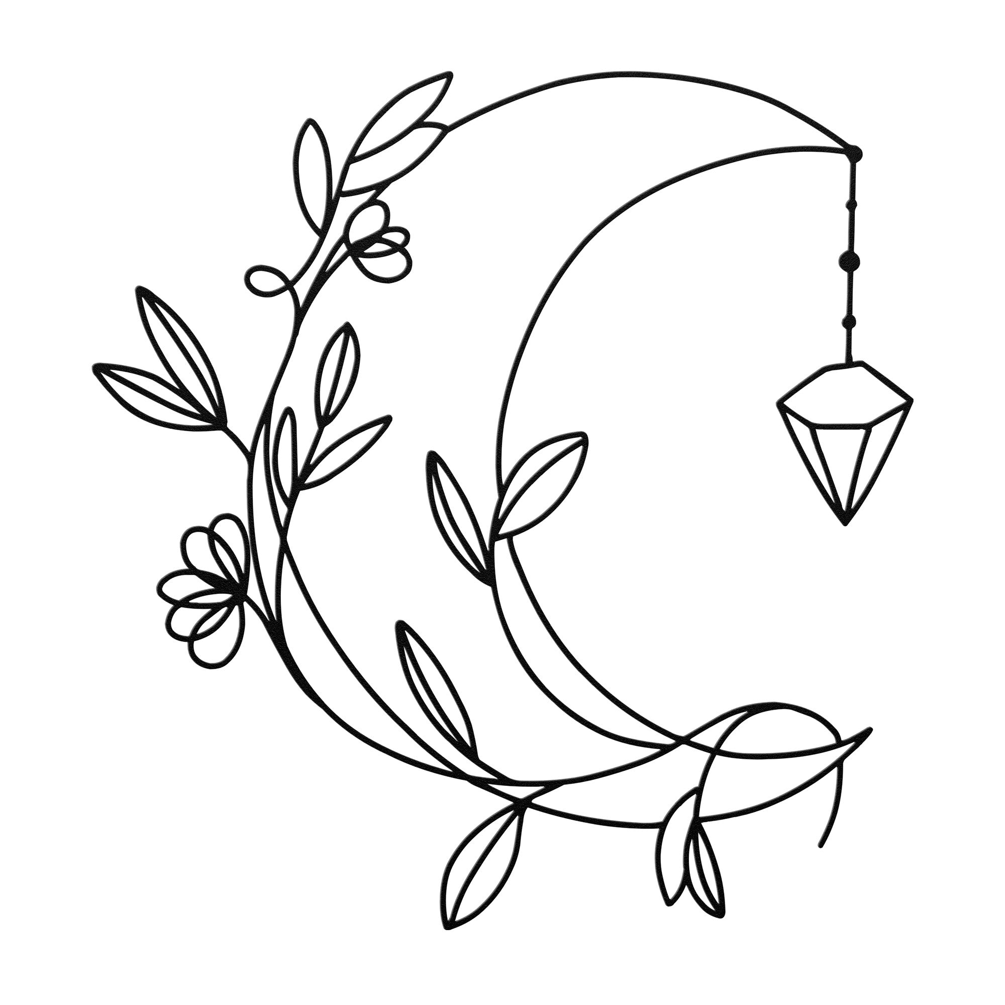 Floral Half Moon Steel Metal Wall Art Sign - Handcrafted Home Decor for Living Room, Bedroom & Office