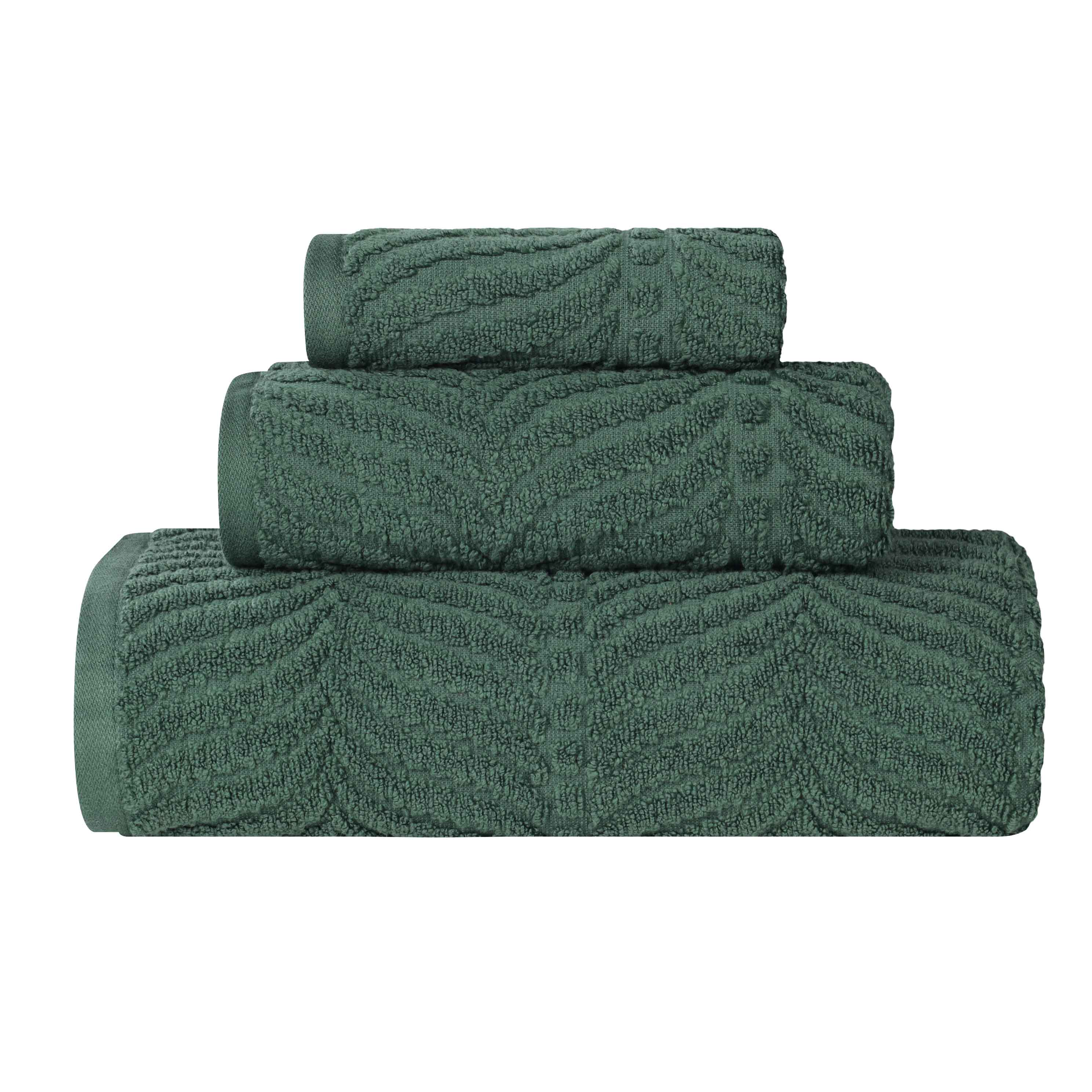 Premium Zero Twist Cotton Jacquard Towel Set - 3 Piece Luxury Bath Towels with Elegant Chevron Pattern for Spa, Bathroom & Guest Use