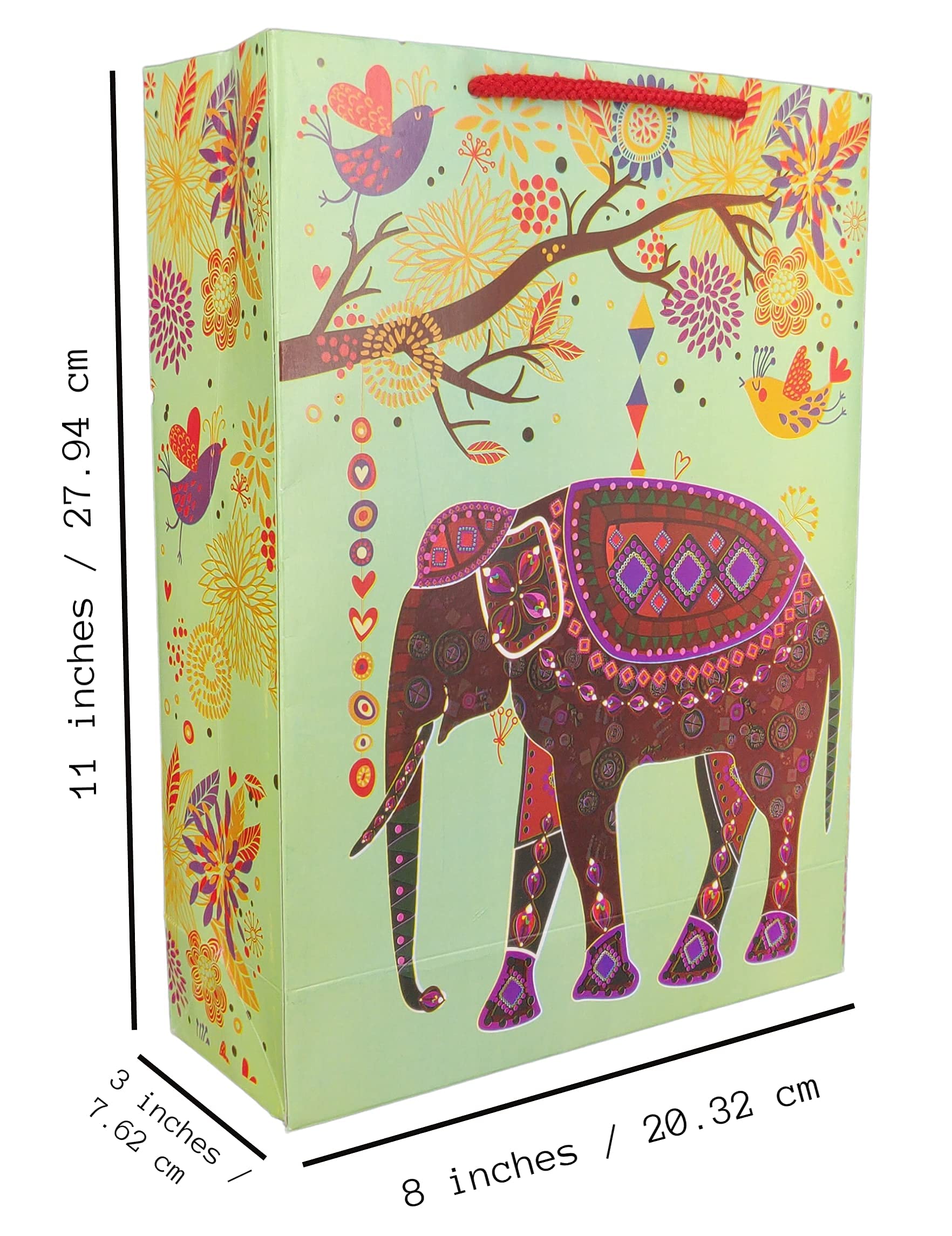 Premium Elephant Design Gift Bags - 10 Pack Colorful Paper Bags for Weddings, Birthdays, Holidays & Party Favors (28x20x7.5cm) - Perfect for Baby Showers, Bridal Gifts & Christmas Presents