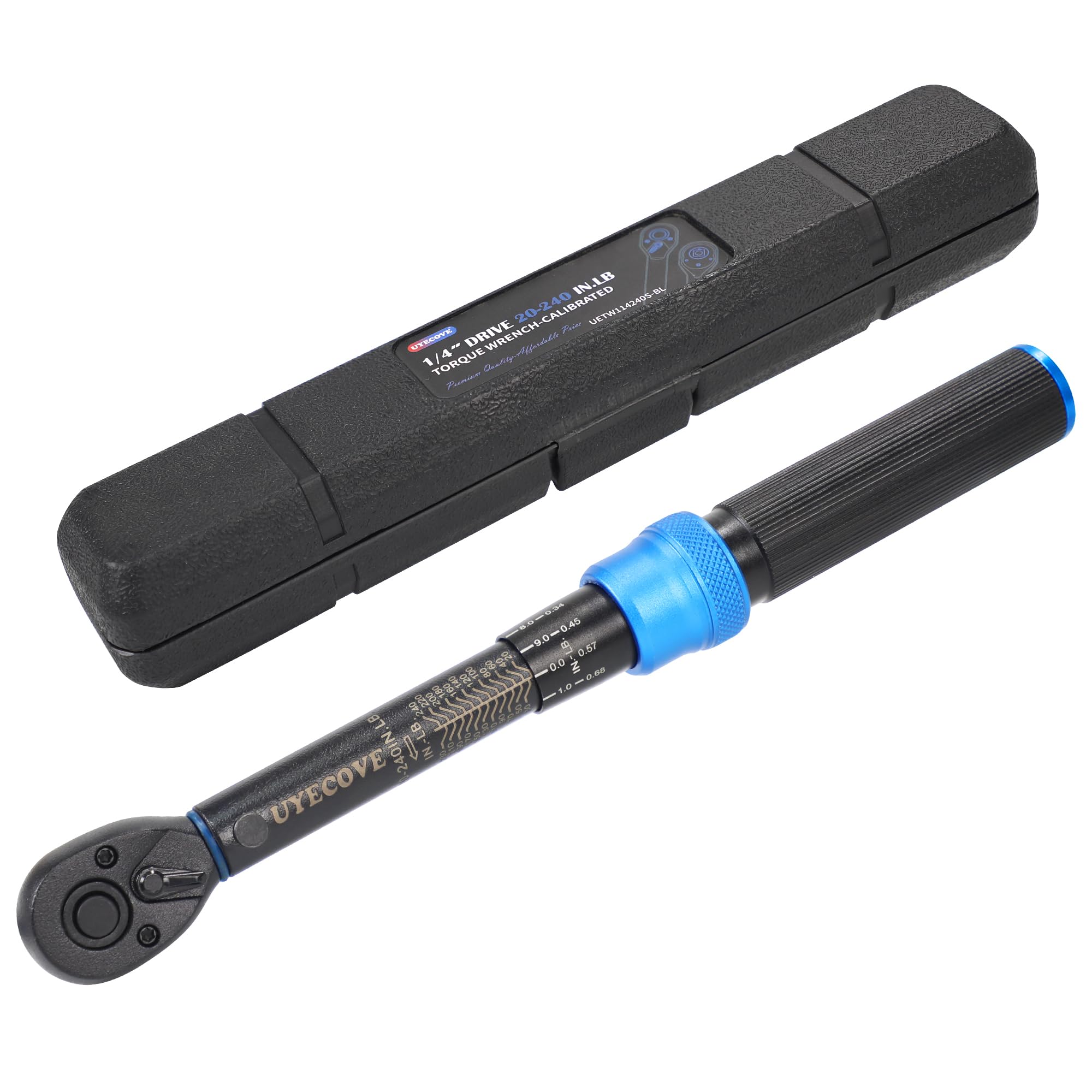 1/4-Inch Drive Dual-Direction Click Torque Wrench 20-240 in-lb (27.12-325.44 Nm) - Professional Precision Tool with Dual Range Scales for Automotive, Bicycle & Machinery Maintenance
