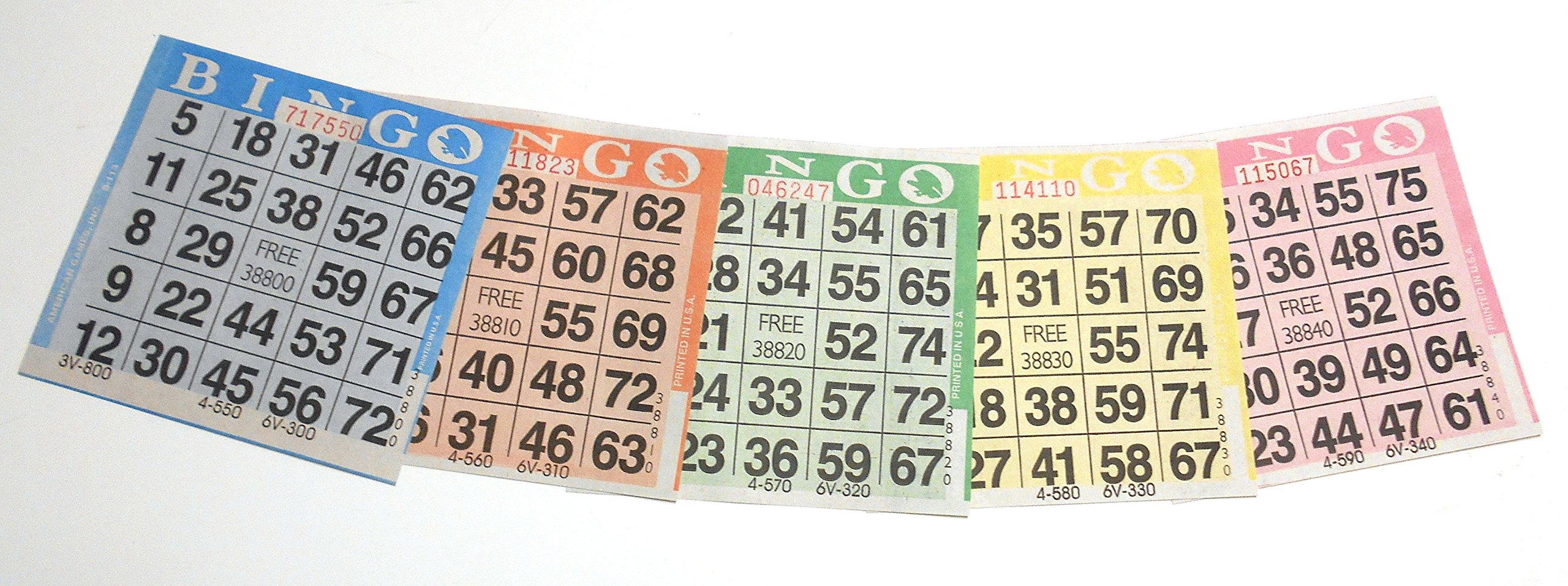 1000 Bingo Paper Cards - 200 Books with 5 Assorted Colors | American Games | Perfect for Bingo Nights, Fundraisers & Family Game Events
