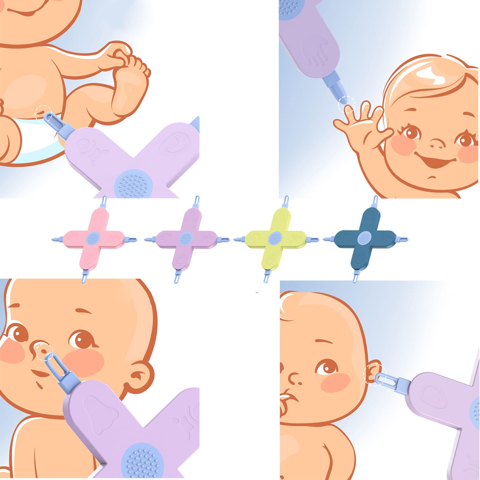 4-in-1 Baby Nasal Cleaner & Grooming Kit - Cross-Shaped Nose Spoon, Ear Pick, Nail Clipper & Seam Cleaner Tool for Newborn Infant Care | Safe & Gentle Nasal Aspirator for Congestion Relief & Hygiene Maintenance