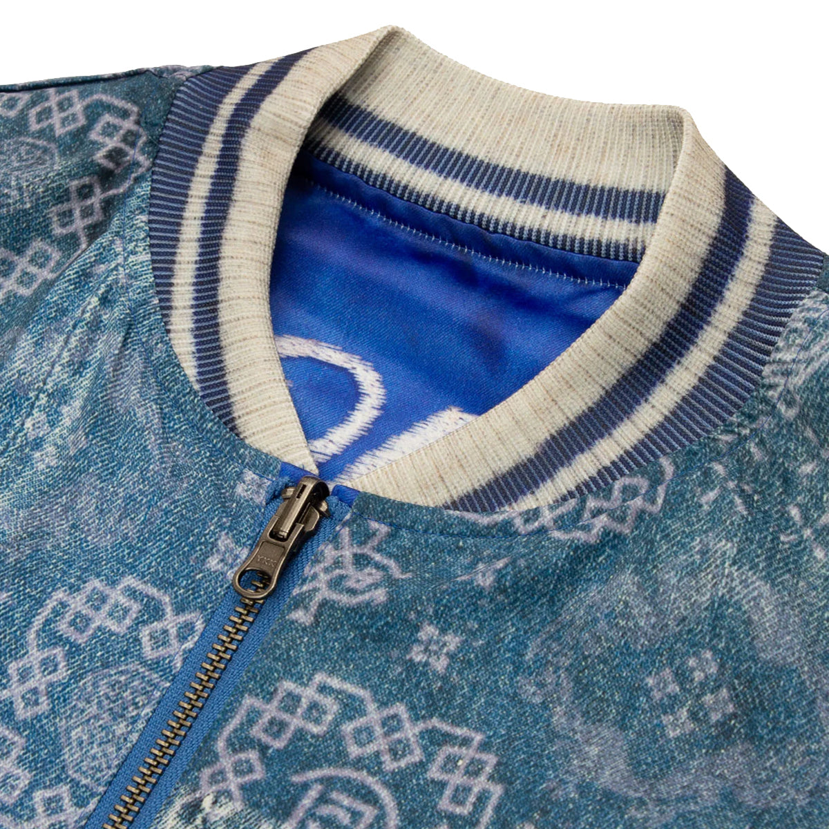 TOLQ Reversible Printed Souvenir Jacket - Blue | Vintage Style Windbreaker for Men & Women | Perfect for Travel, Streetwear, and Casual Outfits