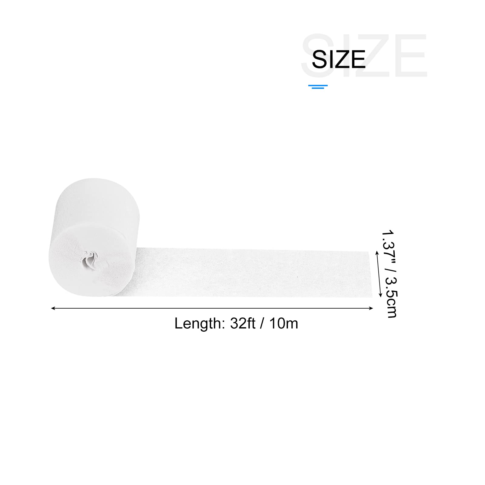 Meccanity 1.77 Inch Wide x 32ft Long Crepe Paper Streamers - 12 Pack White Party Decorations for Birthday, Wedding, Festival & Holiday Celebrations | Perfect for Backdrops, Ceiling Decor & Party Photo Booths
