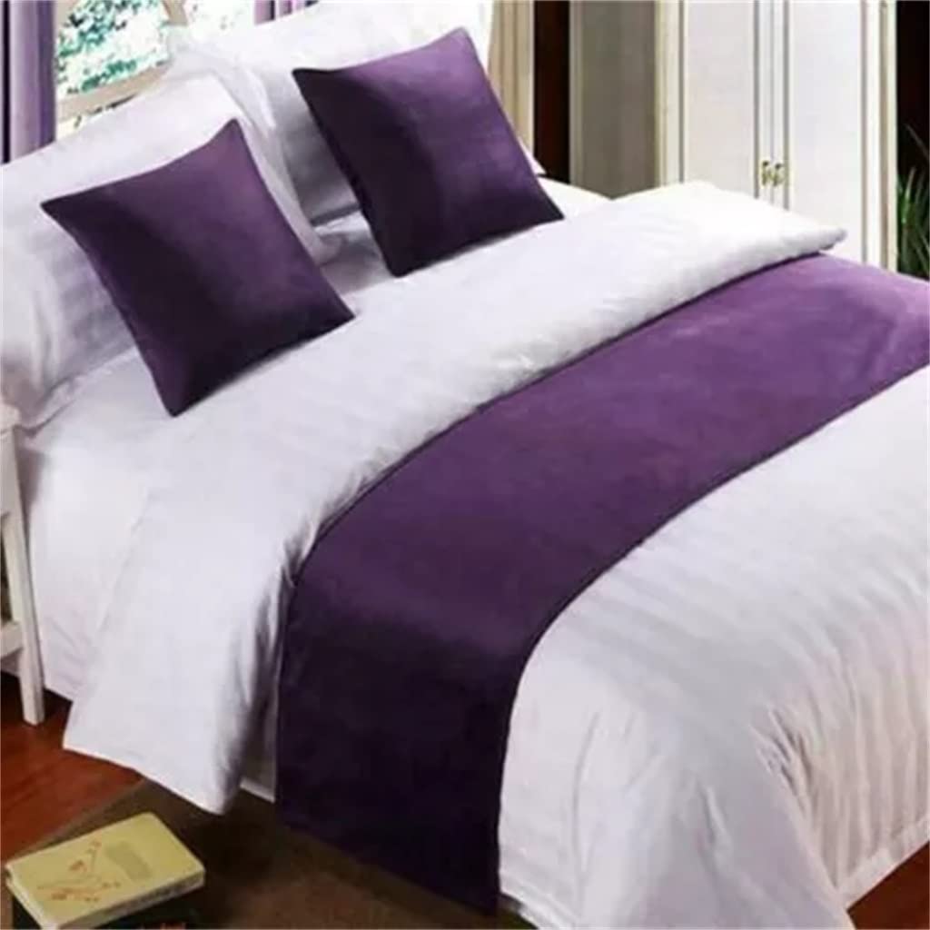 Luxury Velvet Bed Runner Throw - 50x240cm European Style Bed Flag for Home & Hotel Decor - Elegant Purple Bed Tail Towel for Wedding & Bedroom Decoration | Perfect for Master Suite, Guest Room & Bridal Decor