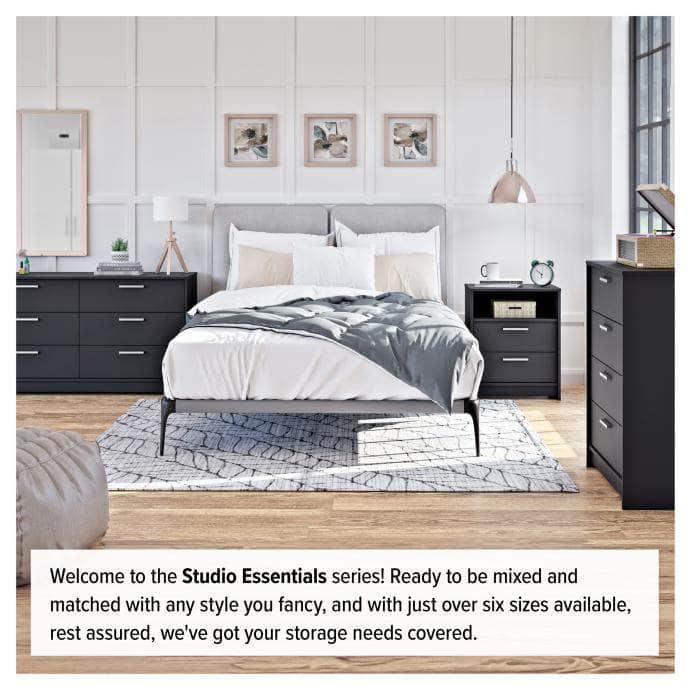 Studio Essentials 6-Drawer Dresser - White & Espresso Wooden Storage Cabinet for Bedroom Organization | Perfect for Small Spaces, Dorm Rooms & Apartment Decor