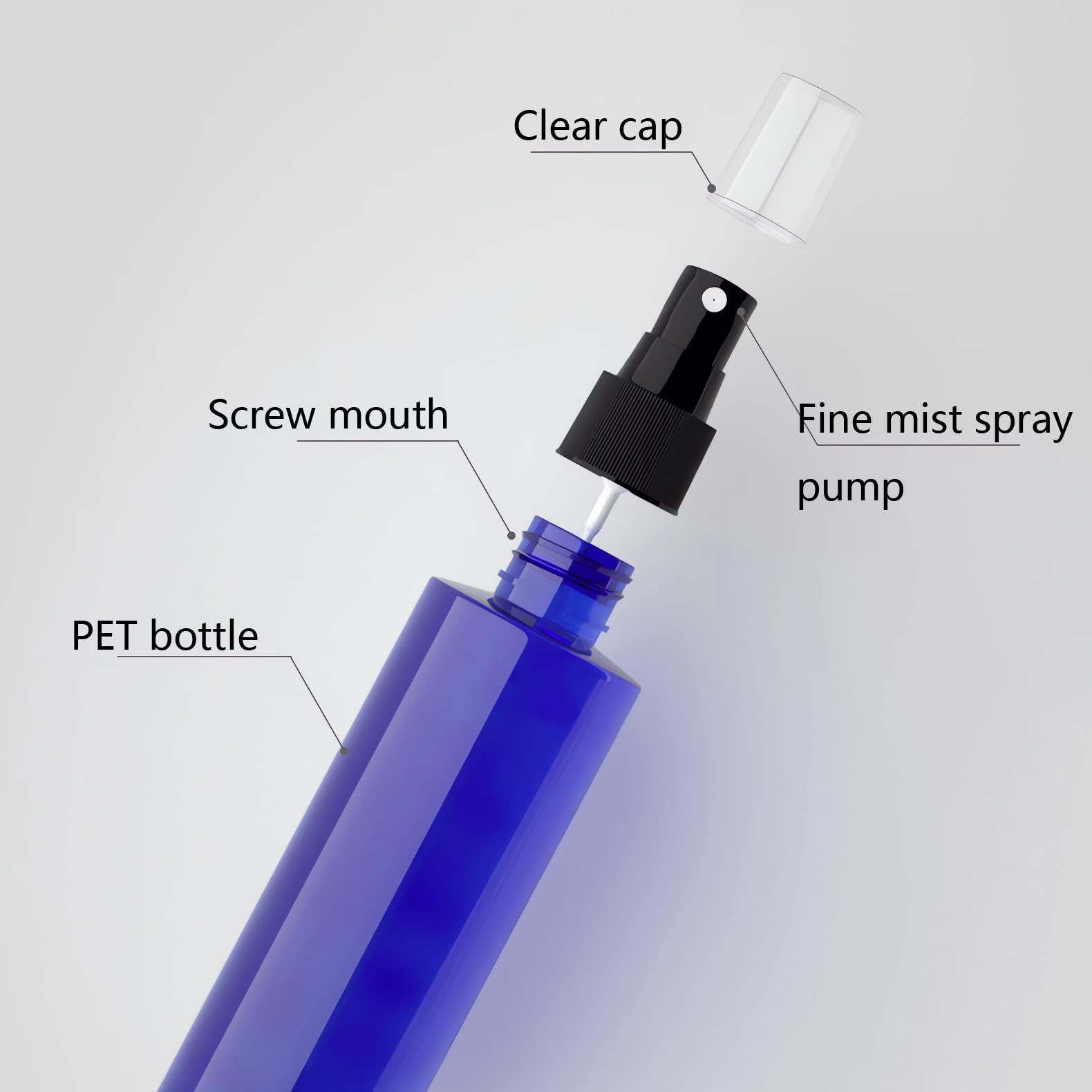 4-Pack 200ml Blue Refillable Plastic Fine Mist Spray Bottles with White Sprayer - For Water, Cleaning, Hair Care & Plant Misting - Perfect for Home, Salon, Garden & Travel Use