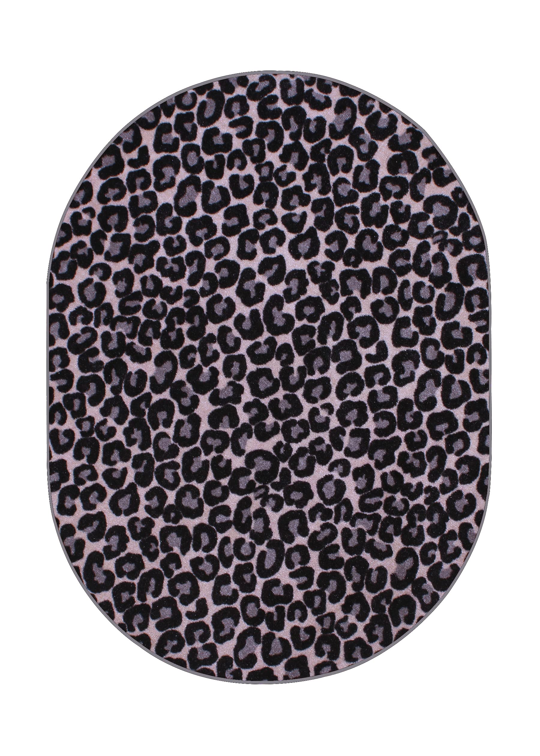 Cheetah Print Area Rug 4' x 6' Oval - Animal Design Indoor Rug for Living Room, Bedroom, Office & Kids Room - Non-Slip Door Mat for Home Decor - Black & White Leopard Pattern Carpet for Workspace, Seating Areas