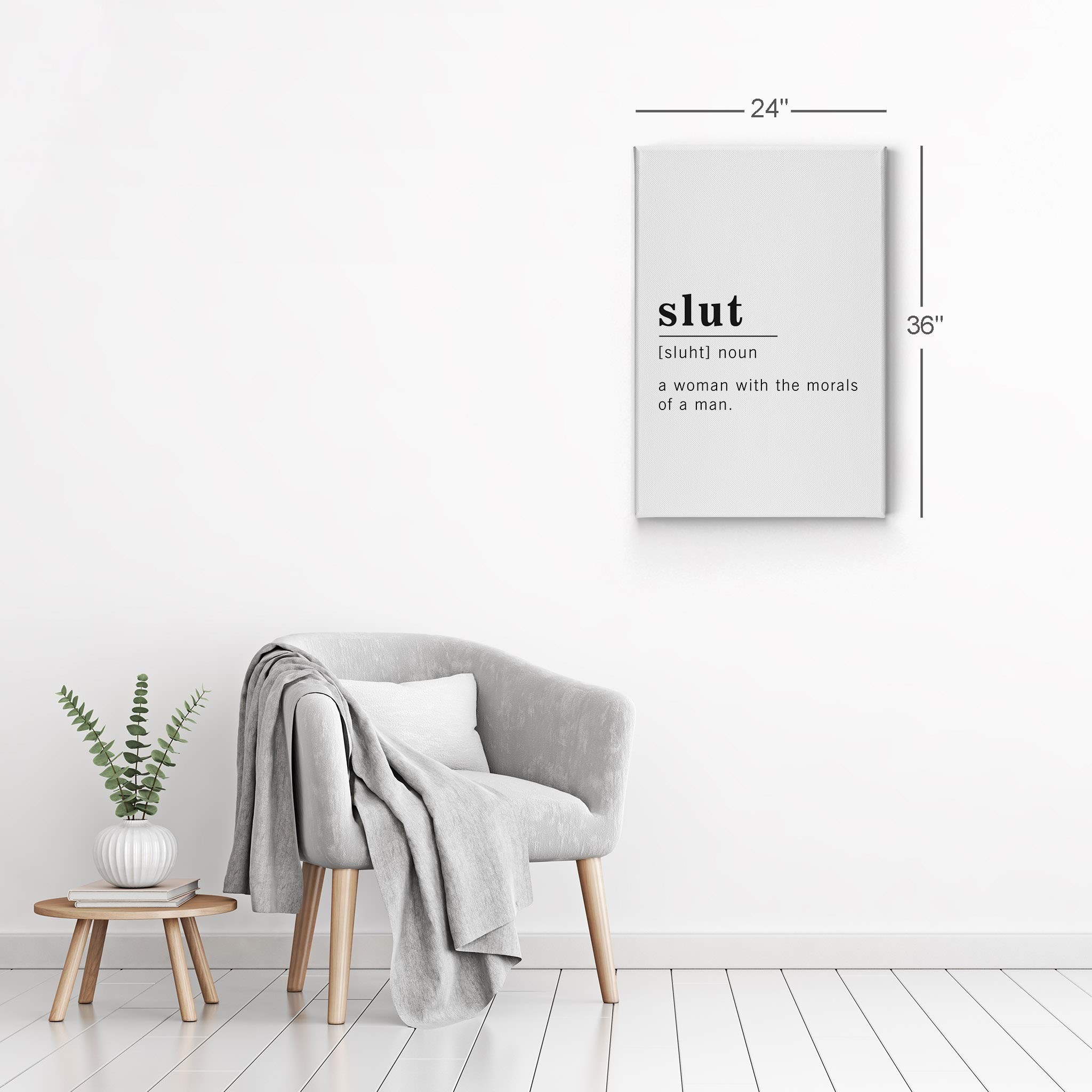 Funny Noun Dictionary Definition of Slut Canvas Print - Inspirational Quote Wall Art for Office, Living Room, Bedroom & Bathroom Decor - Ready to Hang 40x30 Inches - Made in USA | Perfect for Gag Gifts, Bachelorette Parties & Unique Home Decor