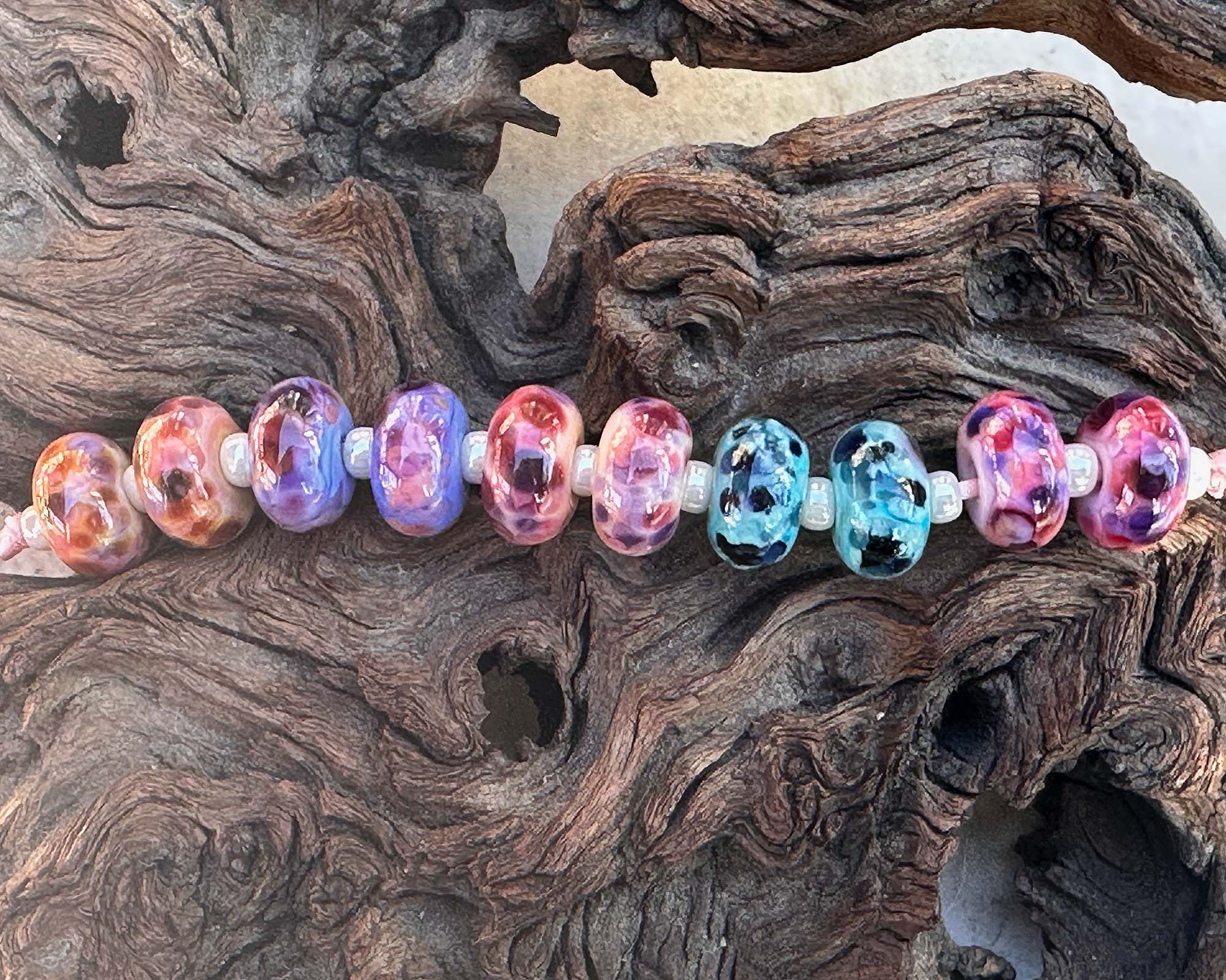 10pcs Mixed Mosaic Lampwork Glass Beads for Jewelry Making - DIY Bracelets, Necklaces, and Craft Projects - Perfect for Beaders and Artisans