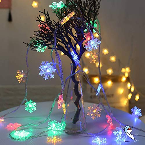 Zorpia Christmas Lights - 19.6ft Snowflake String Lights with 40 LED Fairy Lights, Battery Operated Waterproof Outdoor/Indoor Decor for Xmas, Garden, Patio, Bedroom & Party | Perfect for Holiday Celebrations, Wedding Decorations & Festive Home Lighting (Colorful)
