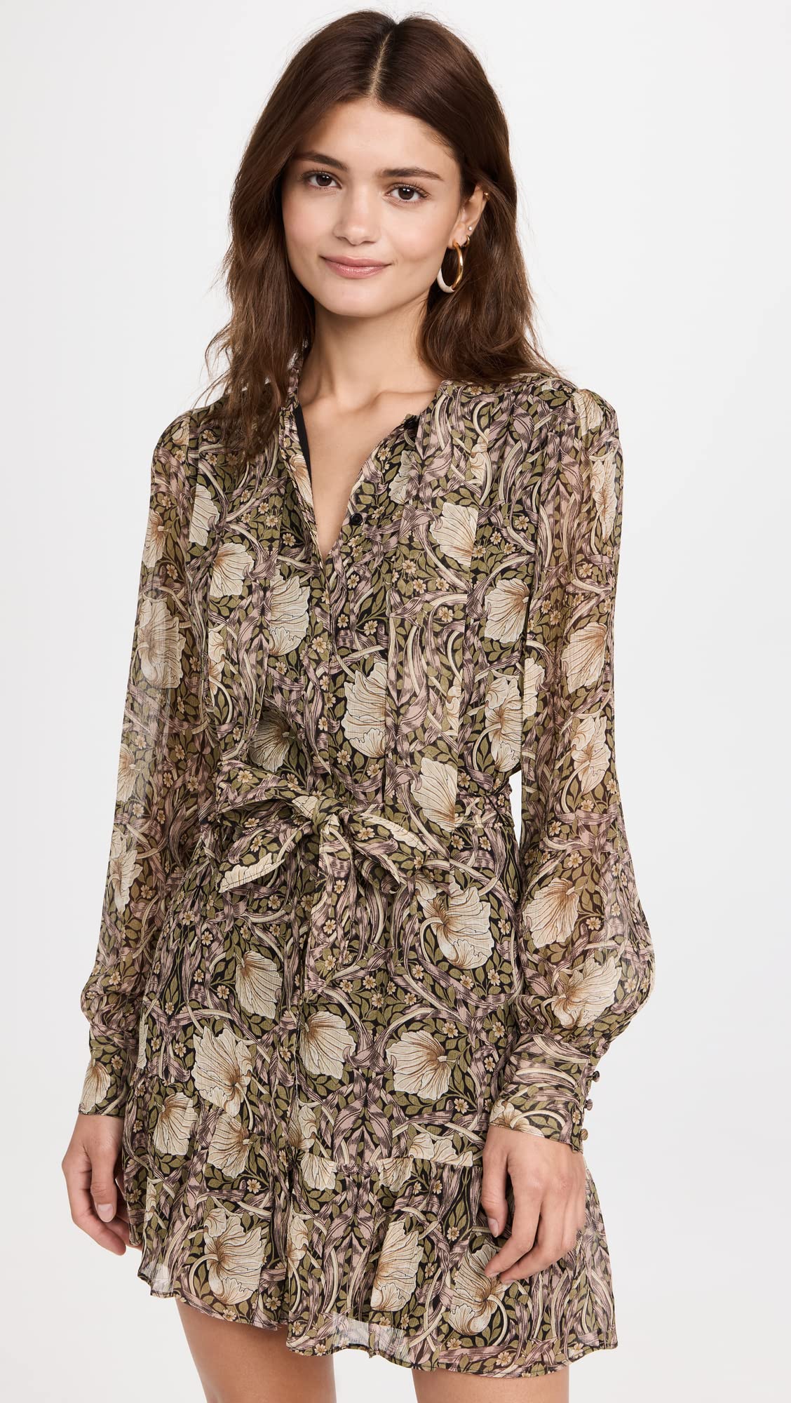 PAIGE Women's Vittoria Dress - Flowy Midi Dress with V-Neck & Ruffle Sleeves | Perfect for Summer, Weddings & Casual Outings