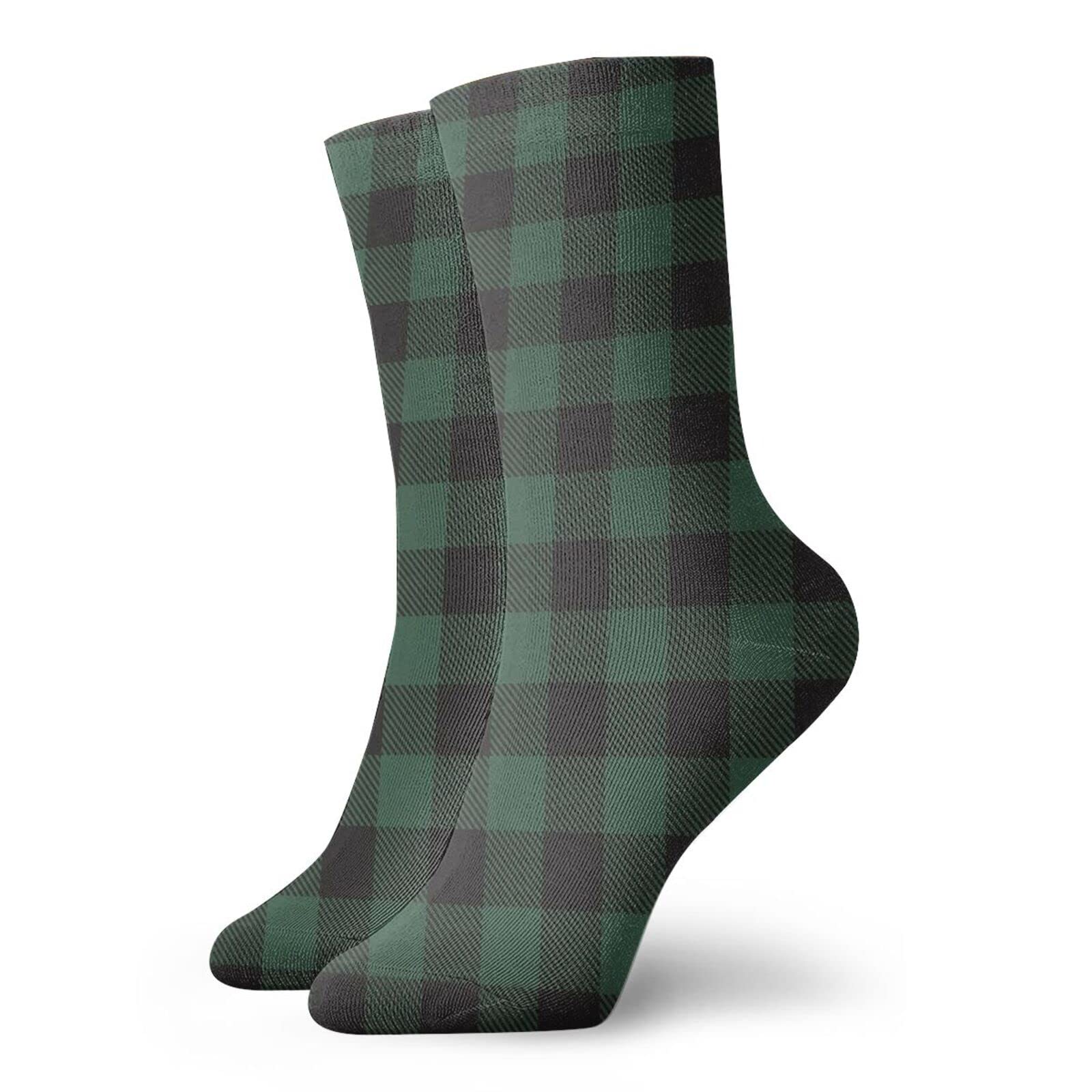 **Buffalo Check Plaid Socks for Men & Women - Warm Winter Crew Socks, Christmas Gifts, Novelty Casual Athletic Socks - Perfect for Holidays, Office, and Everyday Wear**