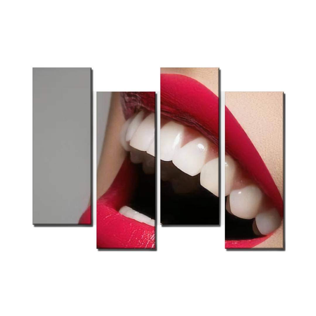 Happy Woman Smiling with Healthy White Teeth - Bright Magenta Wall Art Canvas Print, Stretched & Framed - Perfect for Living Room, Bedroom, or Office Decor