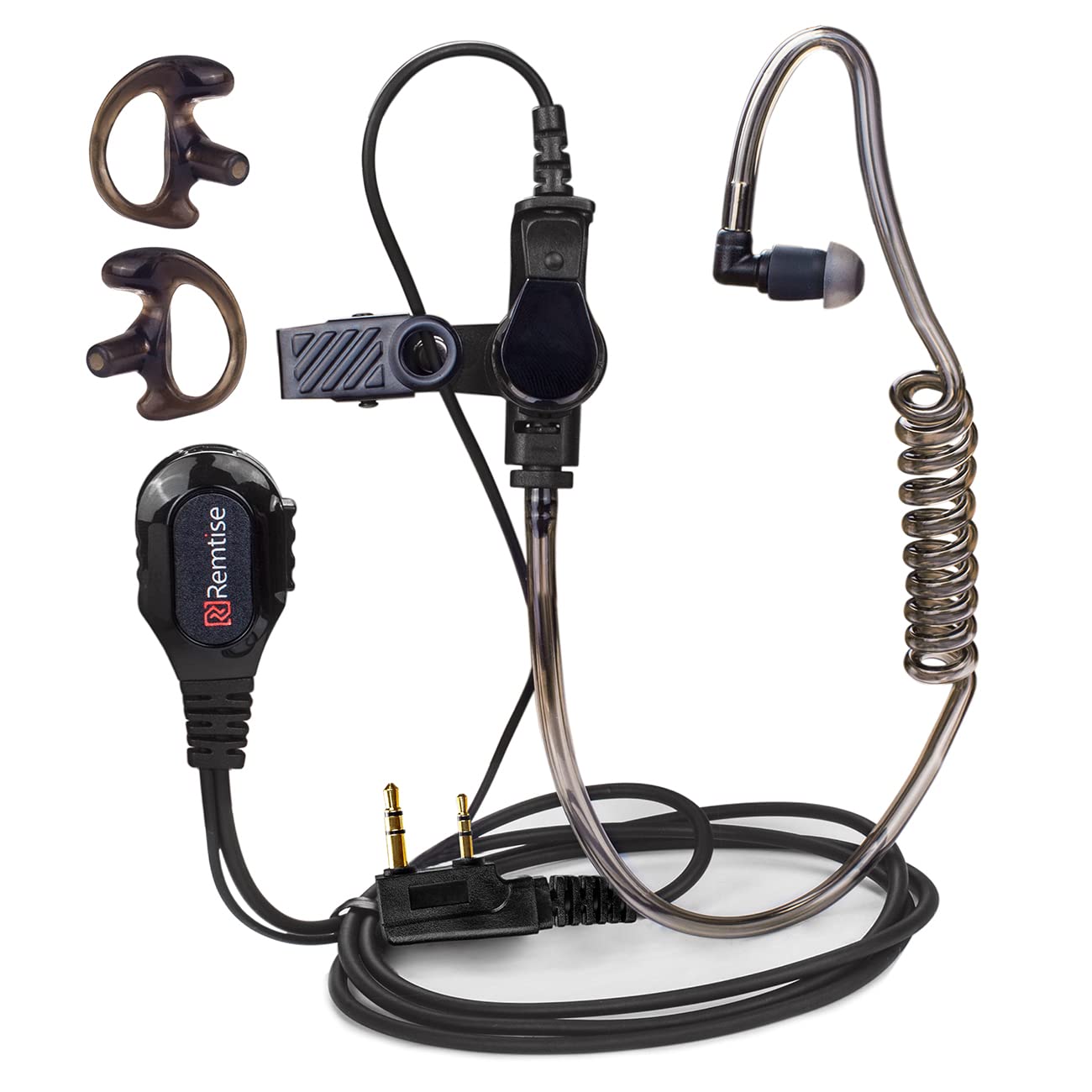 Covert Acoustic Tube Earpiece with Microphone for Baofeng UV-5R Walkie Talkies - Surveillance Headset with PTT Button Compatible with 2-Way Radios (Baofeng, Kenwood, Puxing, Wouxun) - Ideal for Security, Law Enforcement & Outdoor Adventures (Black)