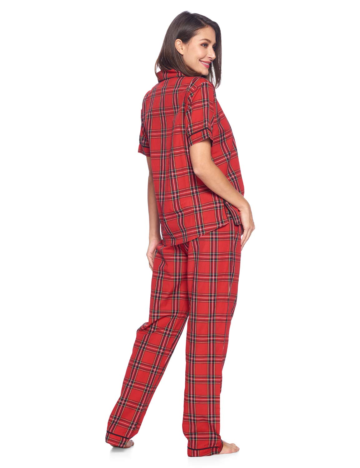 Ashford & Brooks Women's Plaid Woven Pajama Set - Soft 2-Piece Button Down Sleepwear & Loungewear for Cozy Nights & Relaxing at Home