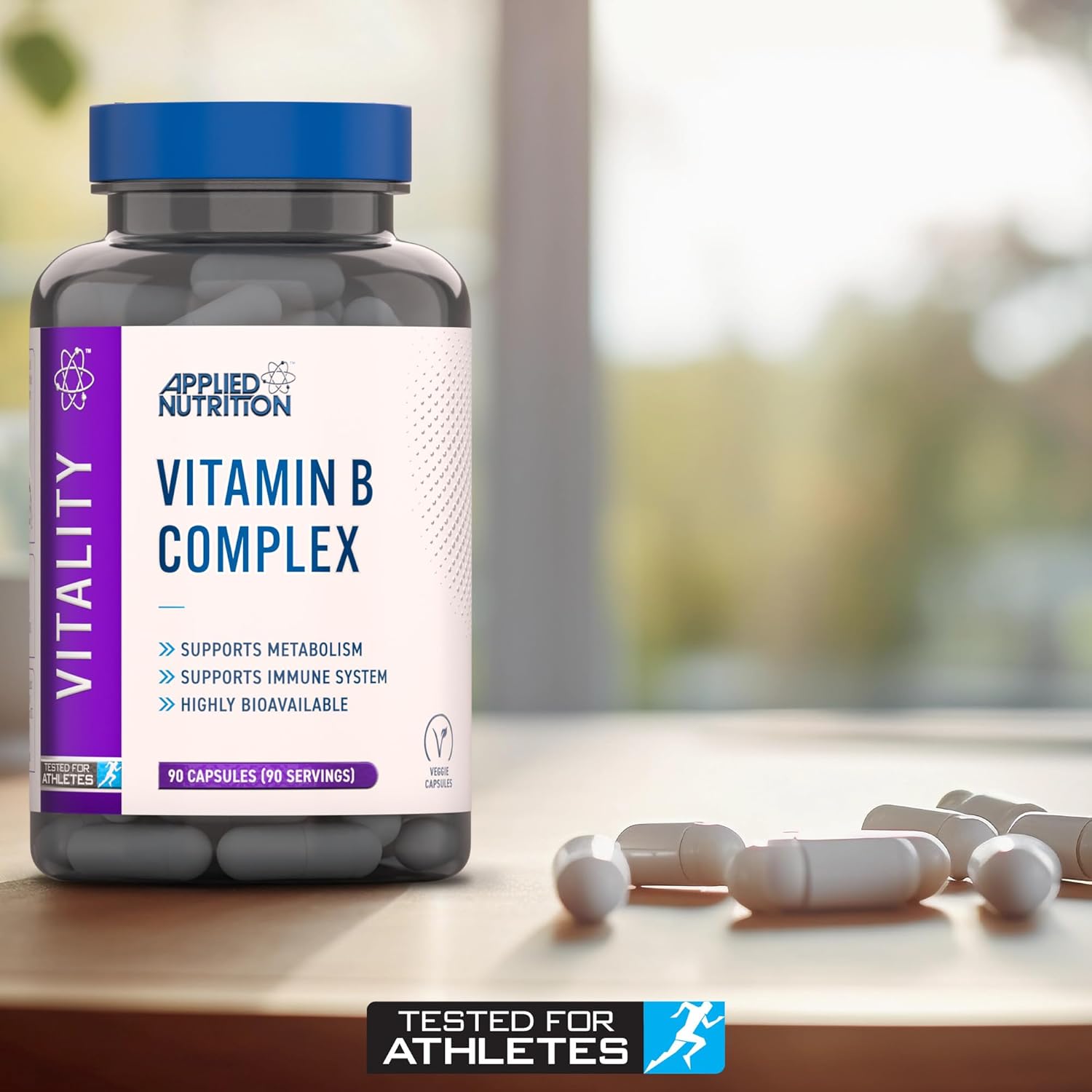 Applied Nutrition Vitamin B Complex Supplement - 90 Tablets for Energy, Metabolism & Stress Relief - Daily Health Support