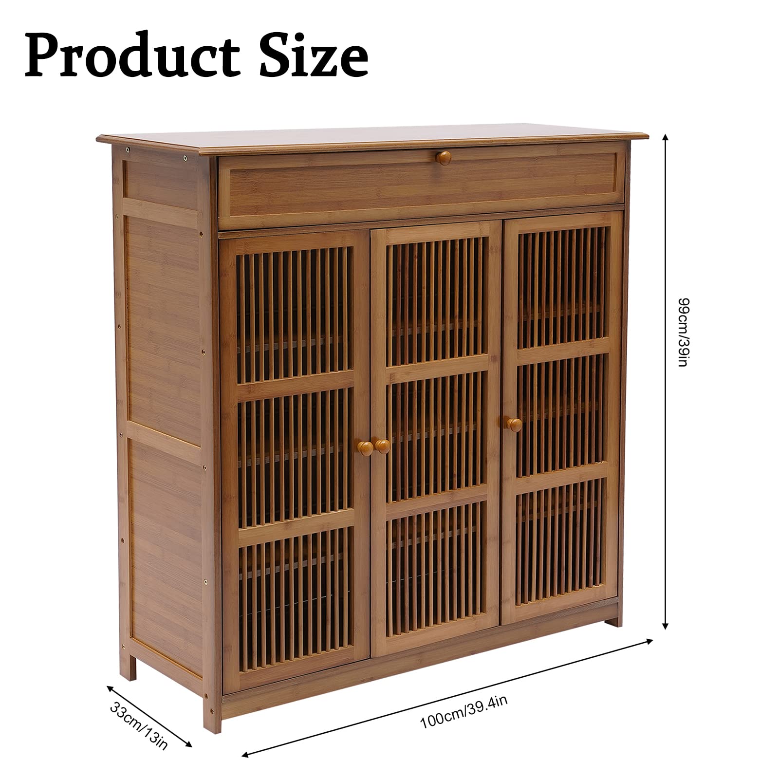 Gdrasuya10 4-Tier Bamboo Shoe Storage Cabinet with Doors - 40 Inch Entryway Shoe Rack Organizer for High Heels, Boots, Sneakers & Slippers - Perfect for Closet, Bedroom & Mudroom Organization