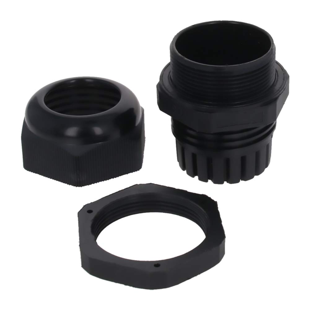 Fielect M36 Adjustable Plastic Waterproof Cable Gland Connector - Black (Fits 18-25mm Diameter Cables) for Outdoor Electrical Wiring, Marine & Industrial Applications