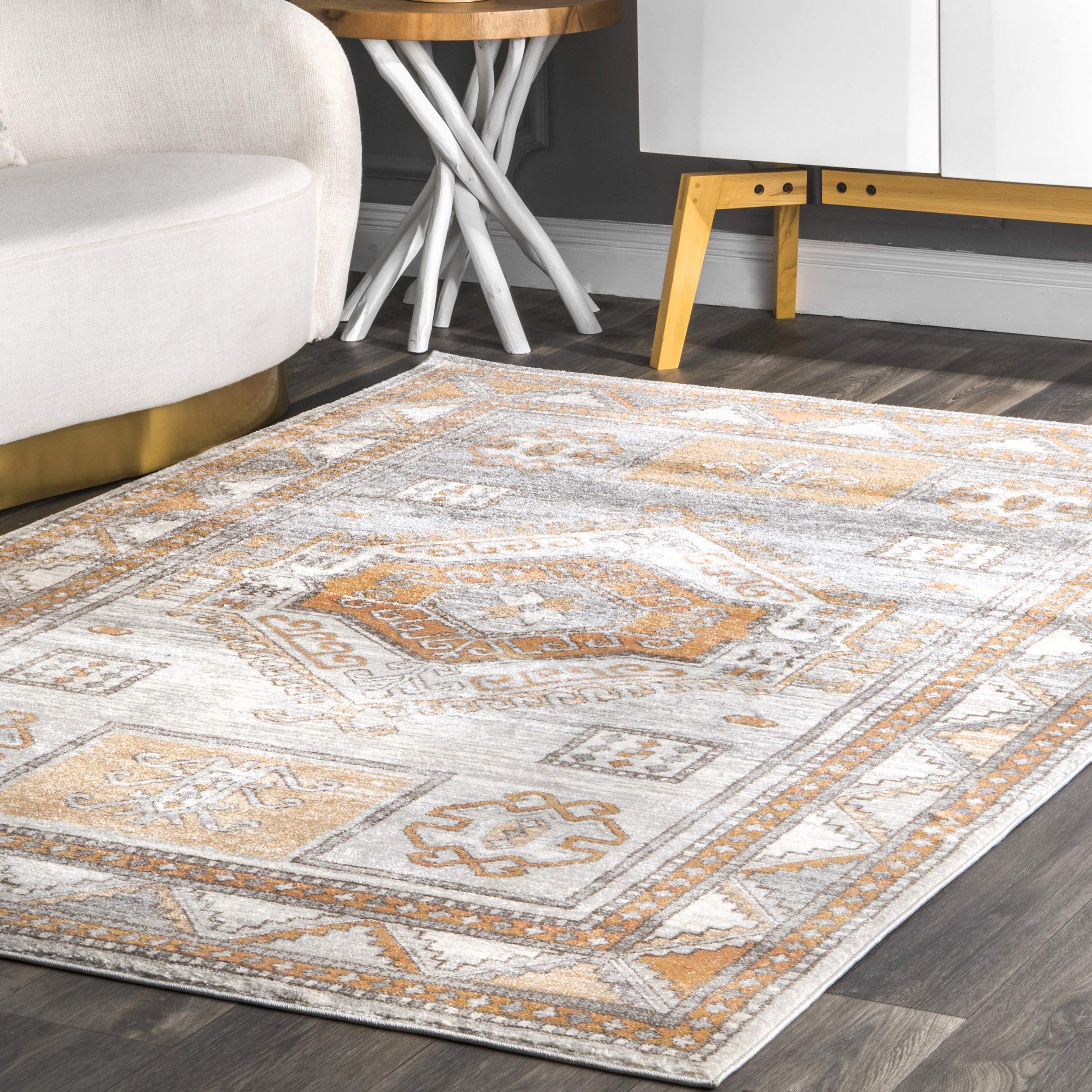 nuLOOM Castle Sun Tribal Area Rug 8' x 10' Orange - Bohemian Chic Home Decor for Living Room, Bedroom & Office
