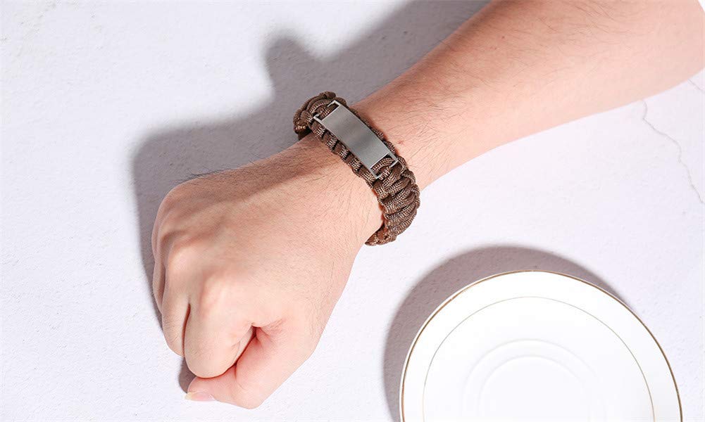 Men's Stainless Steel Bible Verse Paracord Bracelet - Outdoor Survival Gear for Hiking & Camping