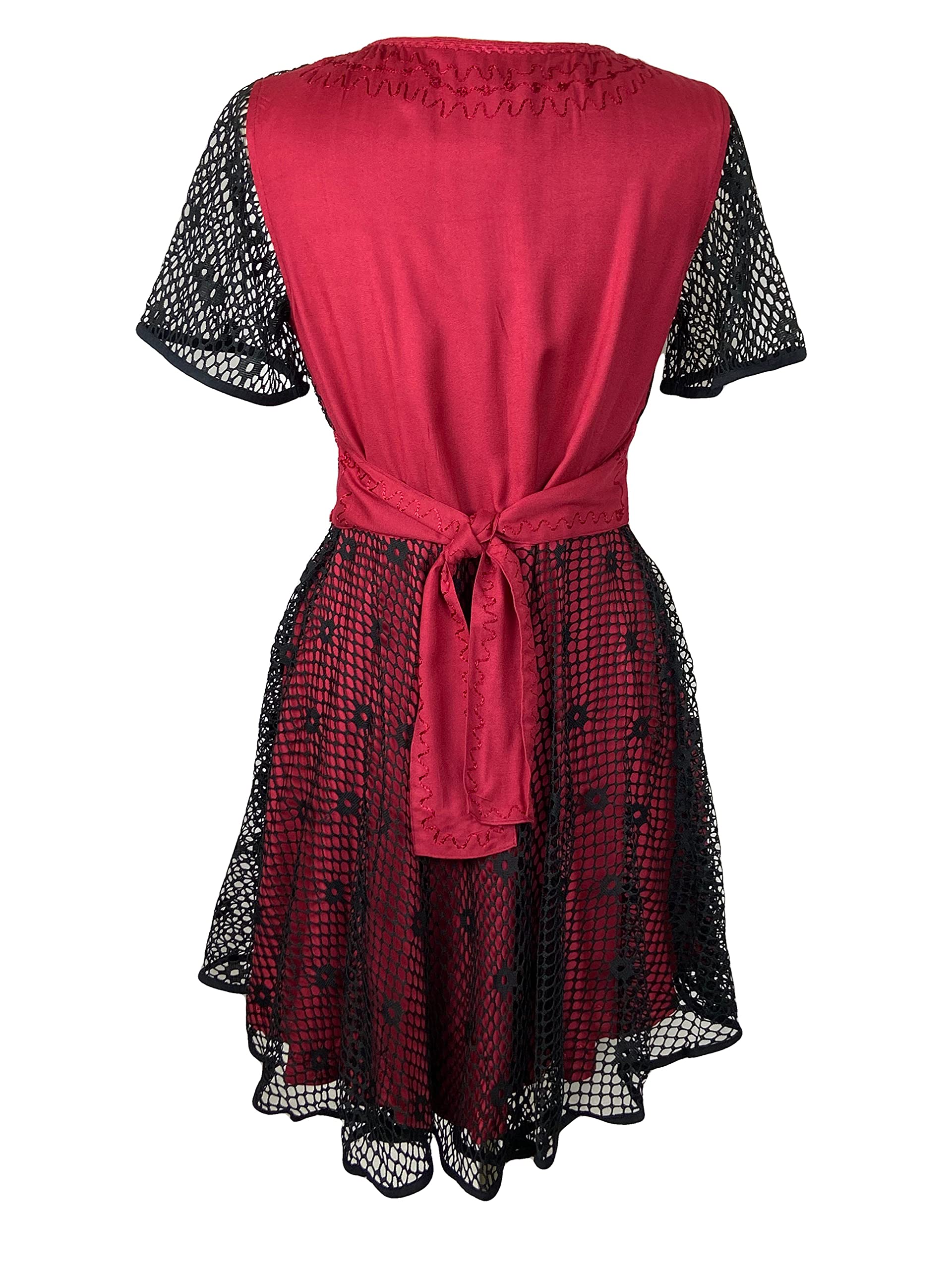Agan Traders Women's 2025 Spring Summer Mini Dress - V Neck Flowy Short Dress with Sheer Net Overlay for Cocktail Parties, Date Nights & Summer Outings
