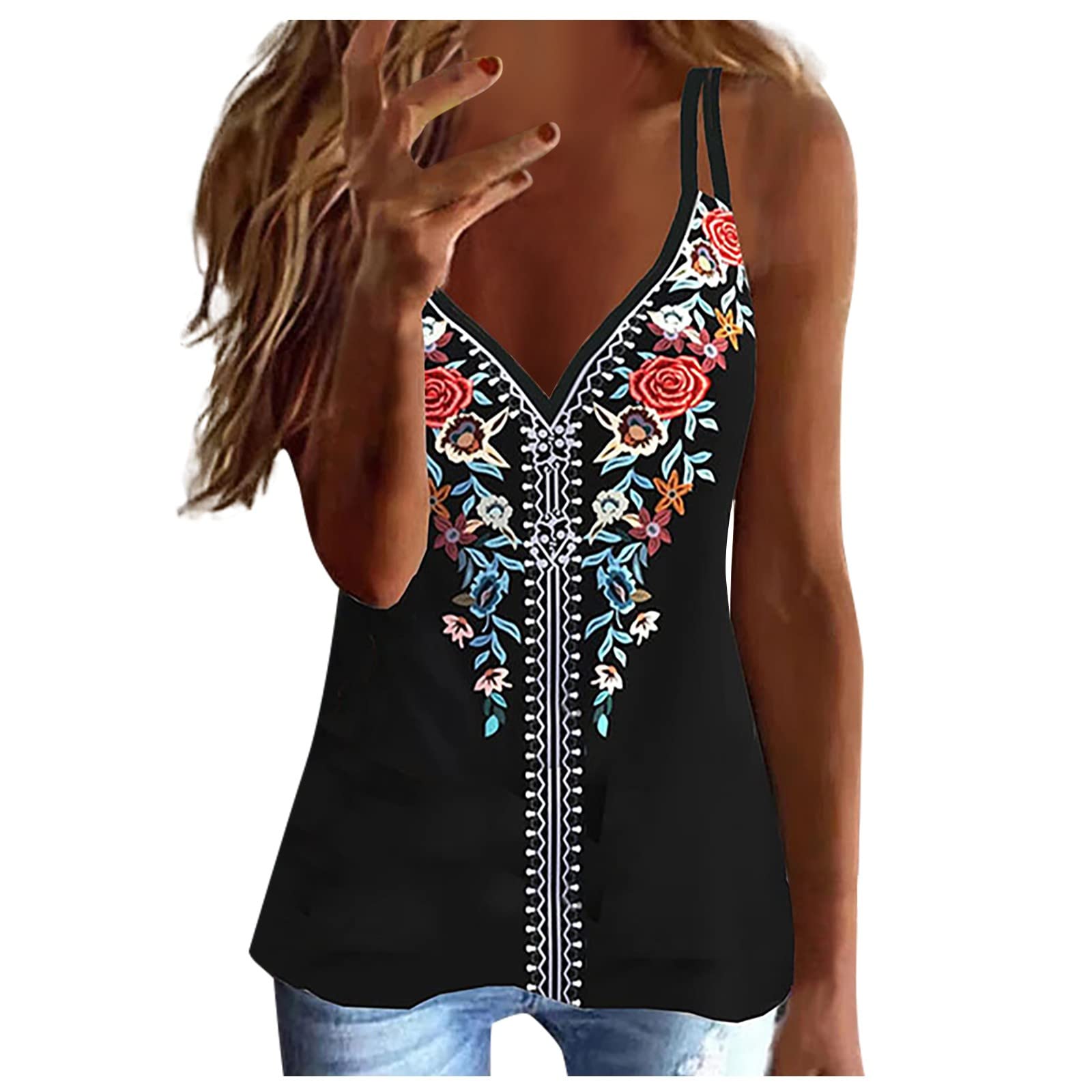 Women's Aztec Print Tank Tops - Western Style Sleeveless Shirts for Summer & Beach