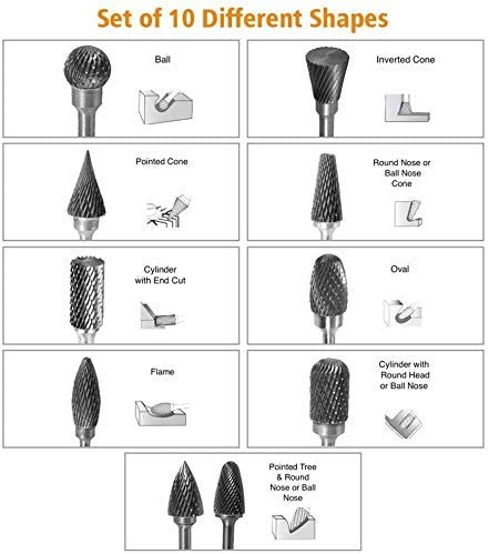 10pcs Tungsten Carbide Rotary Burr Set for Dremel Tools - High-Speed Steel Twist Drill Bits for Wood Carving, Engraving & Metal Drilling - Perfect for DIY Crafts, Jewelry Making & Home Improvement Projects